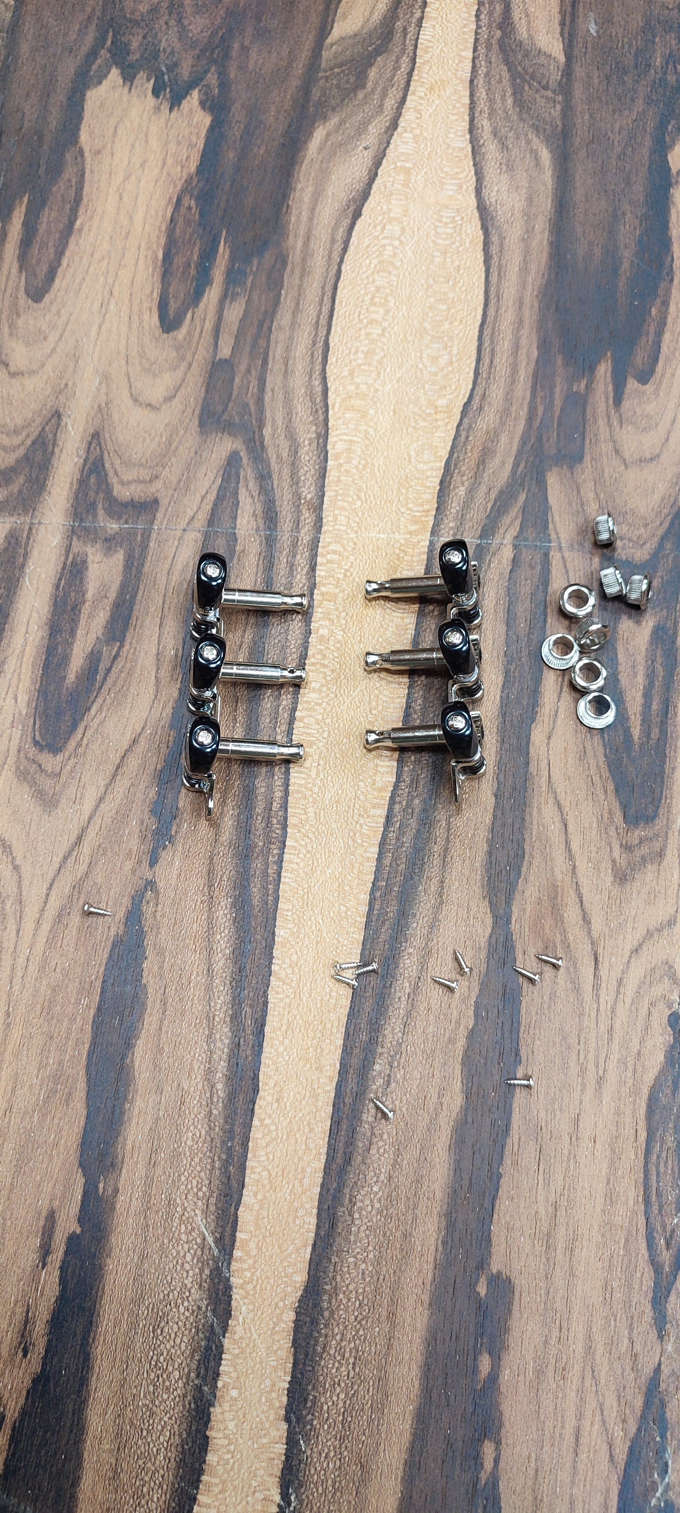 Baglamas/Bouzouki machine heads ~ Grover style Professional 6string Baglama/Bouzouki tuners ~ Nickel Colour & Black Button