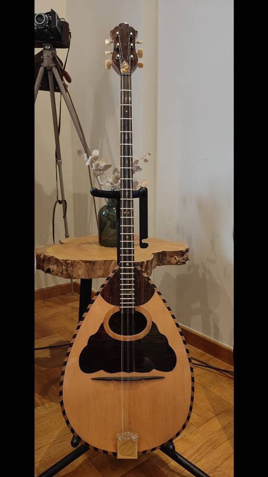 Custom Professional 6-String Handmade  Bouzouki with Wooden Pickguard - Greek Rebetiko 6-String Instrument with Traditional Design