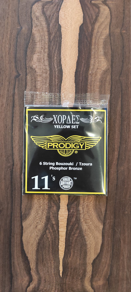 6string Bouzouki / Tzoura Set of Strings ~ Prodigy YELLOW Set ~ 0,11 Set Phosphor Bronze Wounded