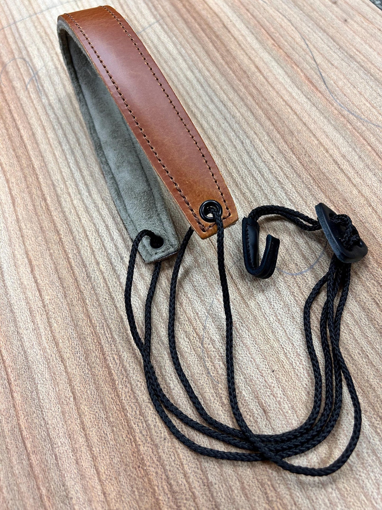 Adjustable Padded Leather Bouzouki Strap with Soundhole Hook