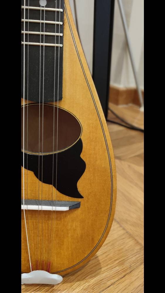 Original Tzouras ~ Greek traditional handmade music instrument ~ rebetiko music Tzouras ~ with black celluloid top decorations