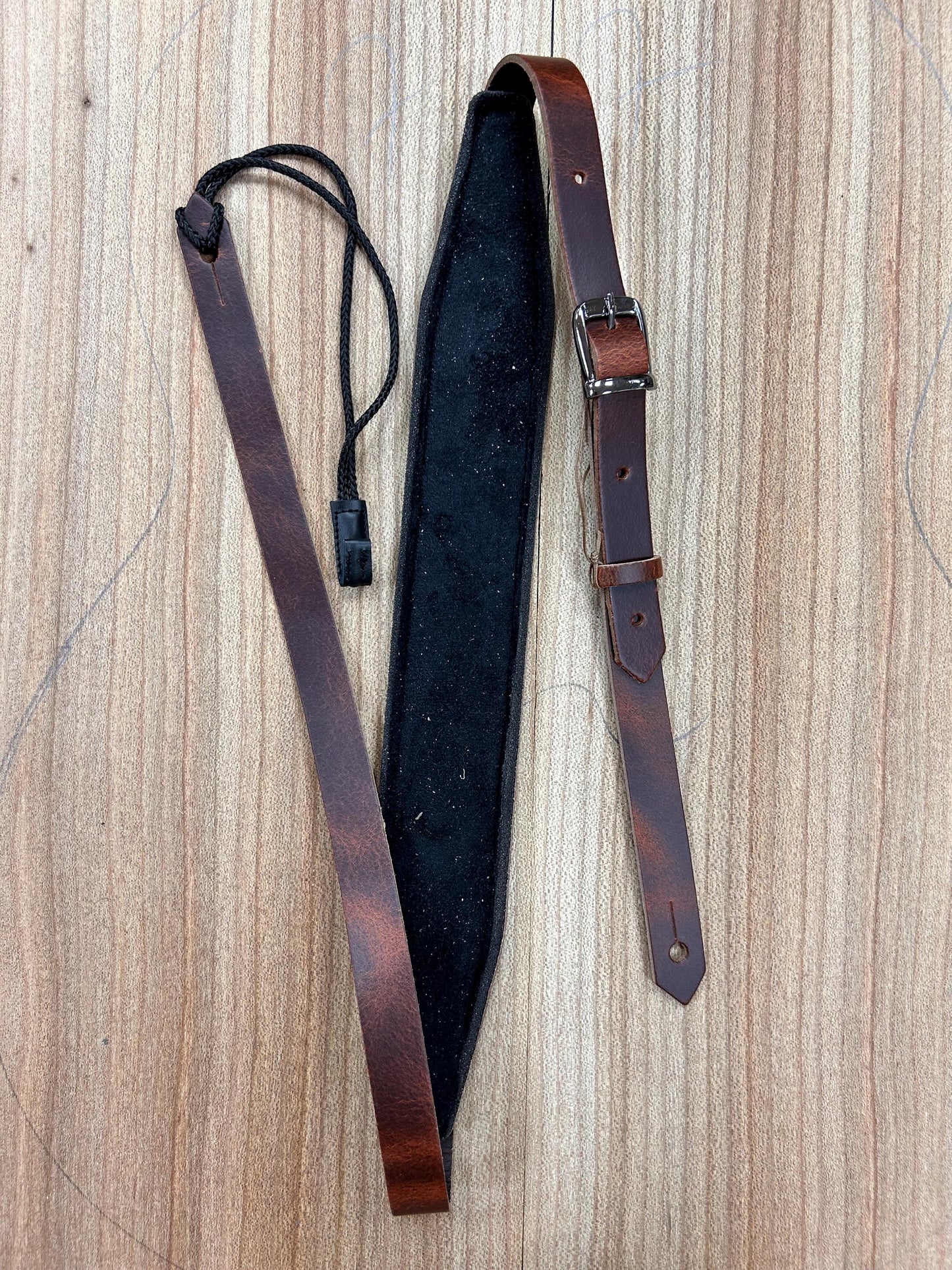 Versatile Leather Bouzouki Strap with Adjustable Hook and End-Button Attachment”
