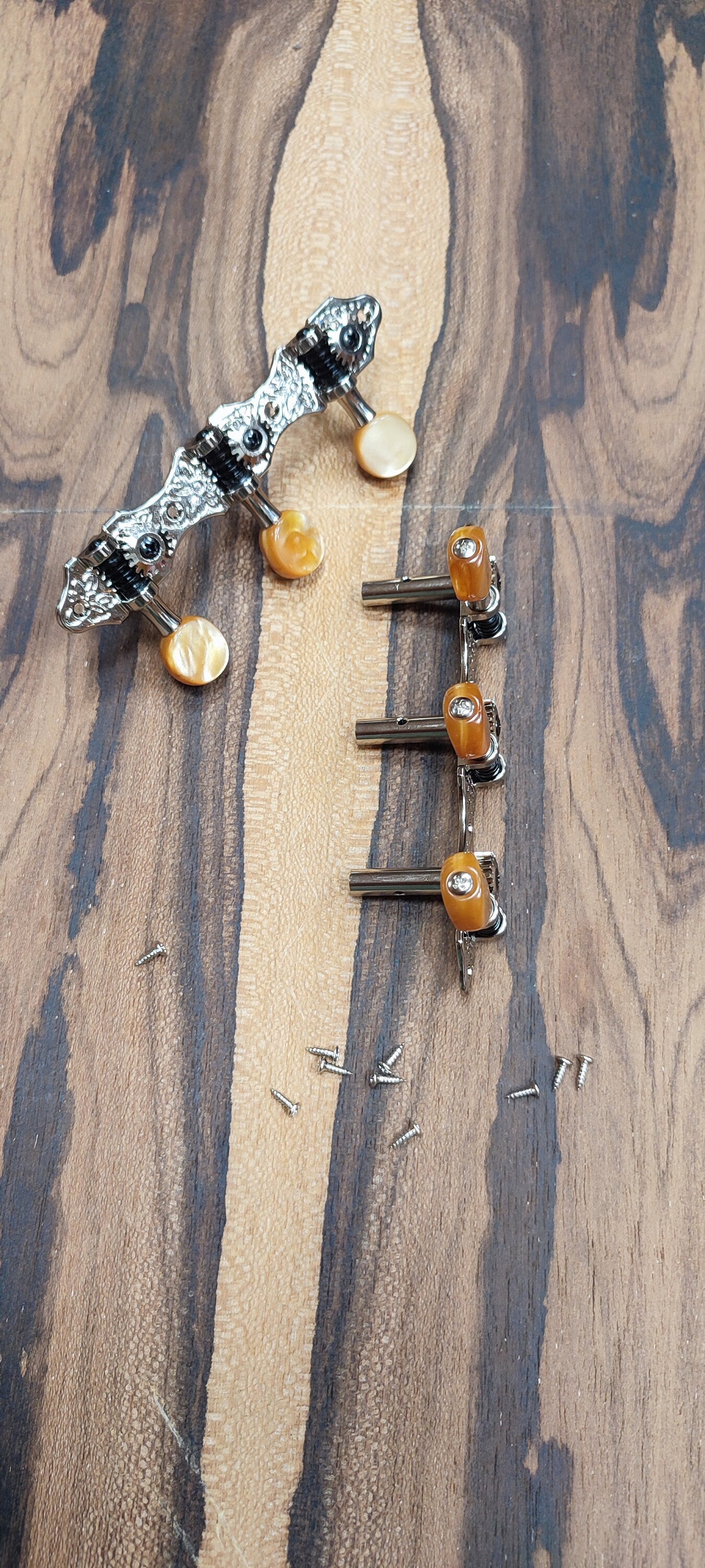 6string Bouzouki machine heads ~ Grover style Professional 6string Bouzouki tuners ~ Slotted Headstock ~ Nickel Colour & Brown Pearl Button