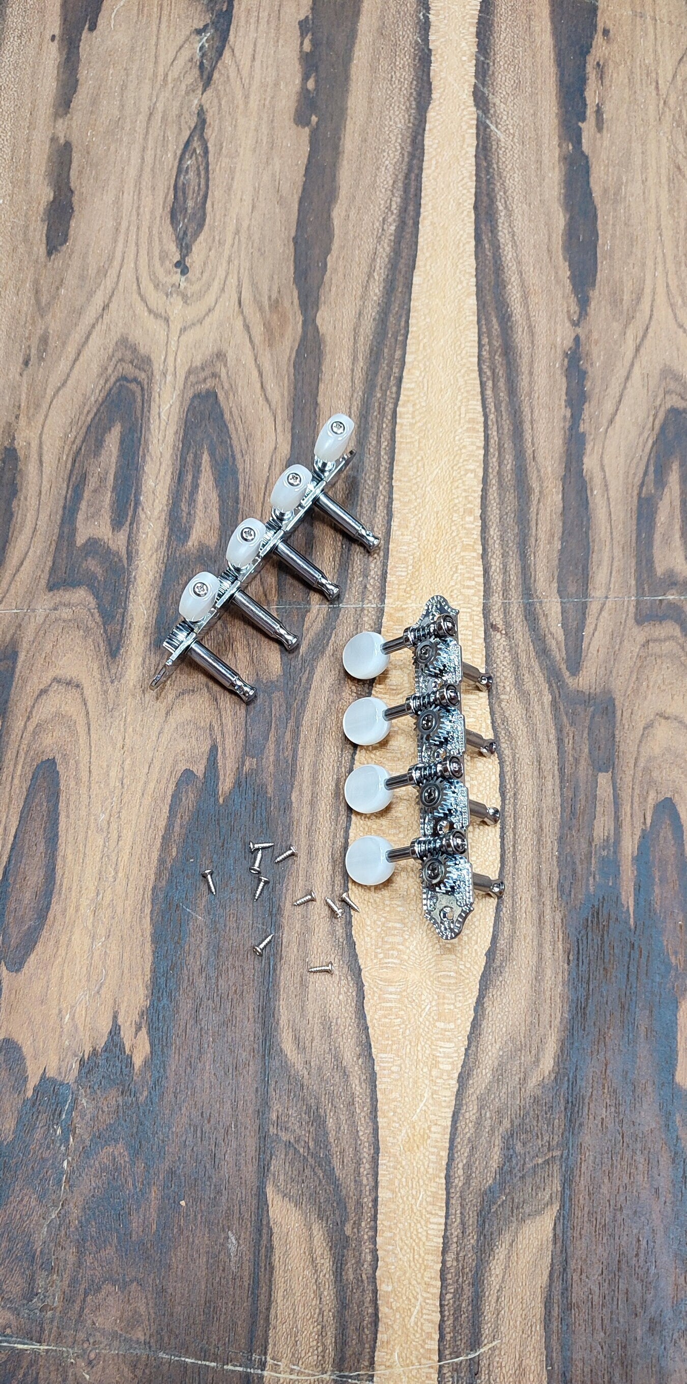 Mandolin machine heads ~ Grover style Professional 8string Mandolin tuners ~ Nickel Colour & White Pearl Button