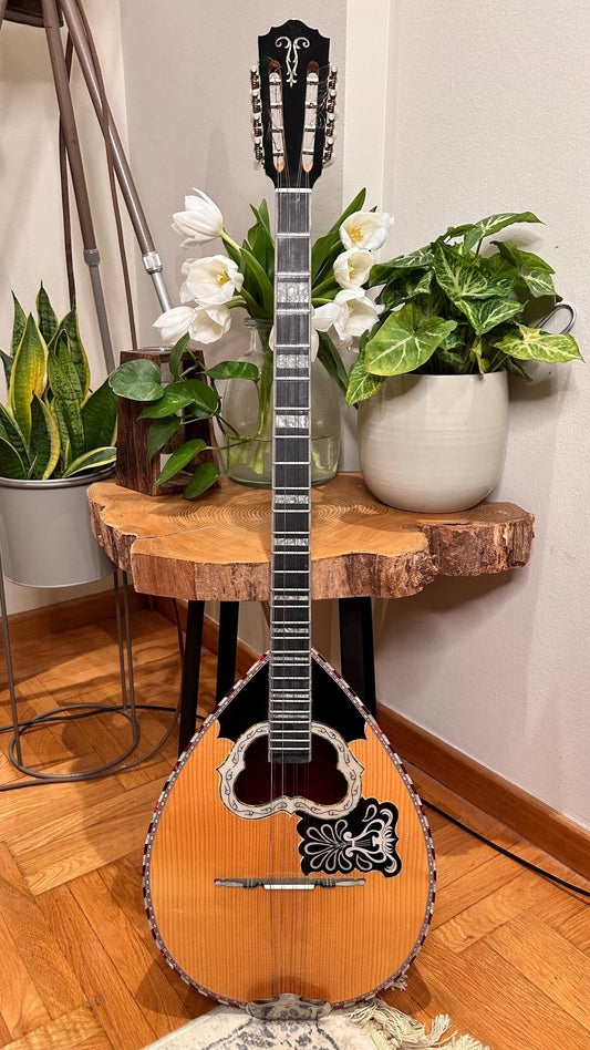 Handmade Professional 8-String Bouzouki with Traditional Greek Rebetiko Design and Cellulose Top Decorations