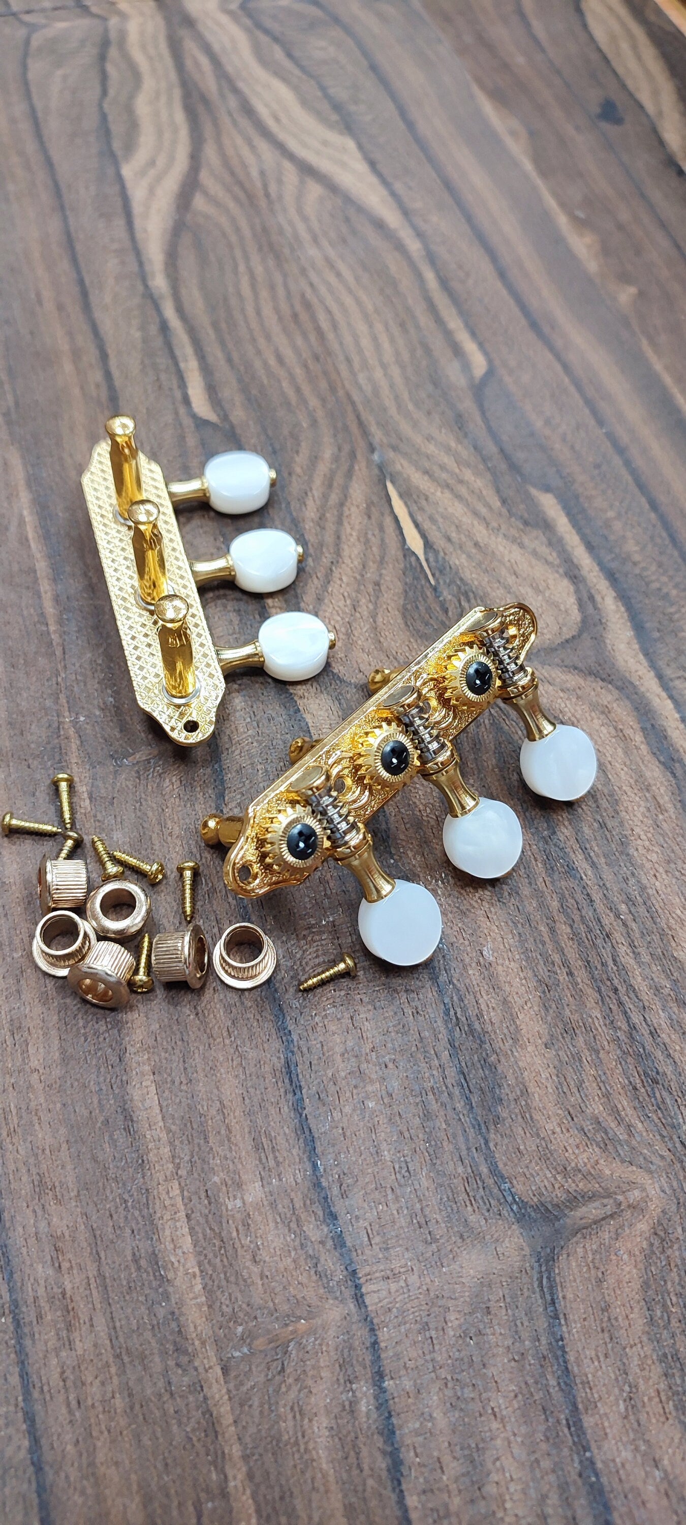 Baglamas / 6string Bouzouki machine heads ~ Professional Baglamas / 6string Bouzouki tuners ~ Gold Colour & White Pearl Button
