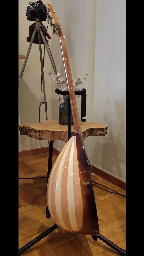 Traditional Greek 6-String Bouzouki - Handmade, Rebetiko Instrument with Wooden Inlays and Pickguard for Authenticity