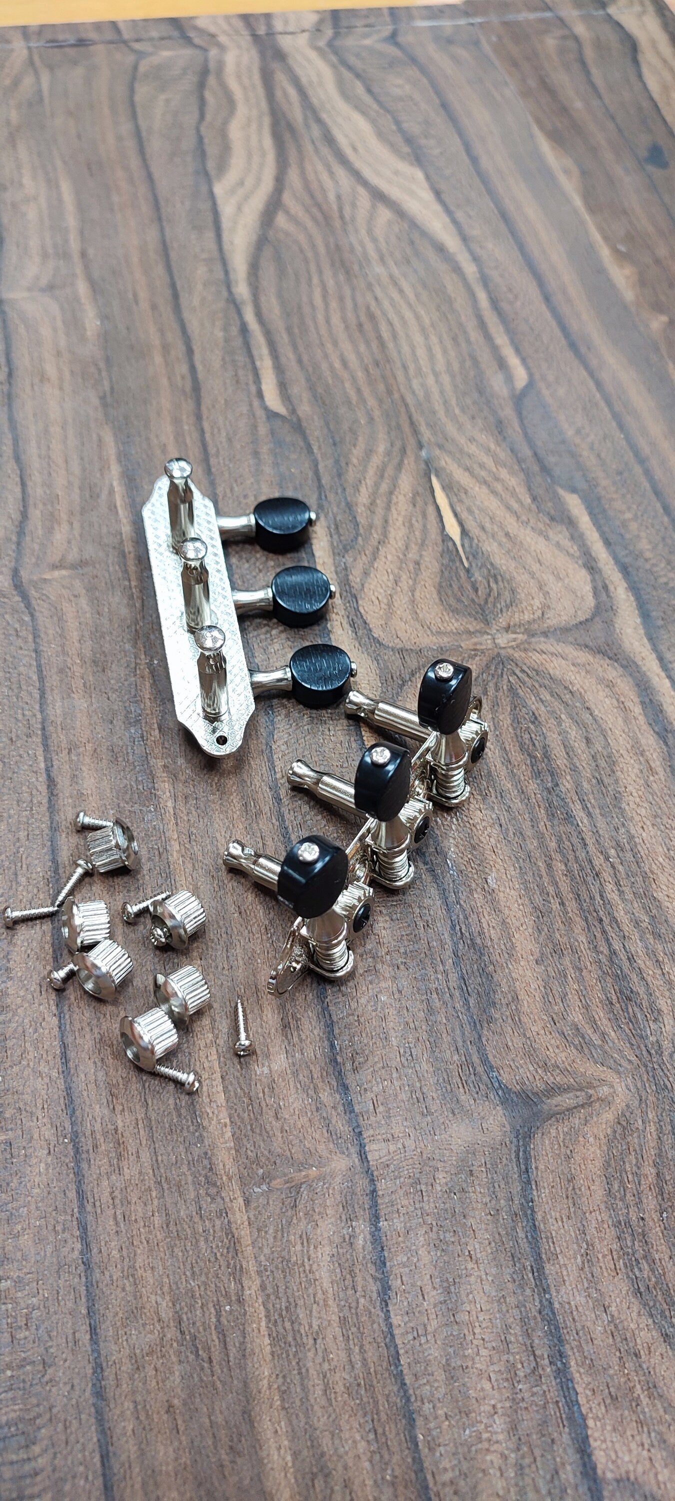 Baglamas / 6string Bouzouki machine heads ~ Professional Baglamas / 6string Bouzouki tuners ~ Nickel Colour & Black Button