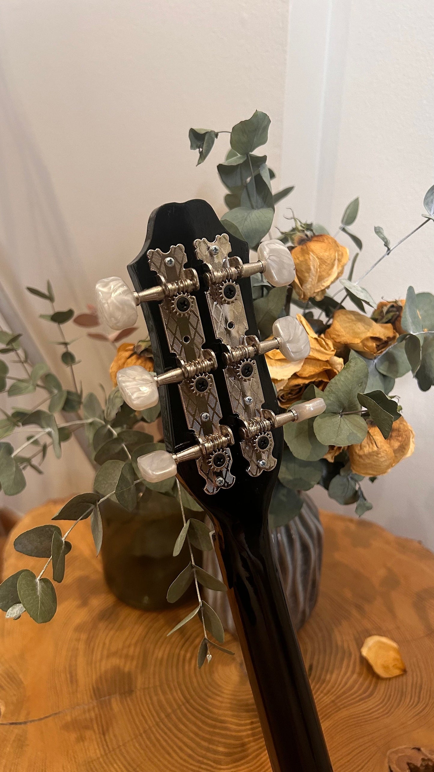 Greek Traditional Handmade 6 Strings Bouzouki - Handcrafted with Roses and Vines Vinyl Decal Top Decorations