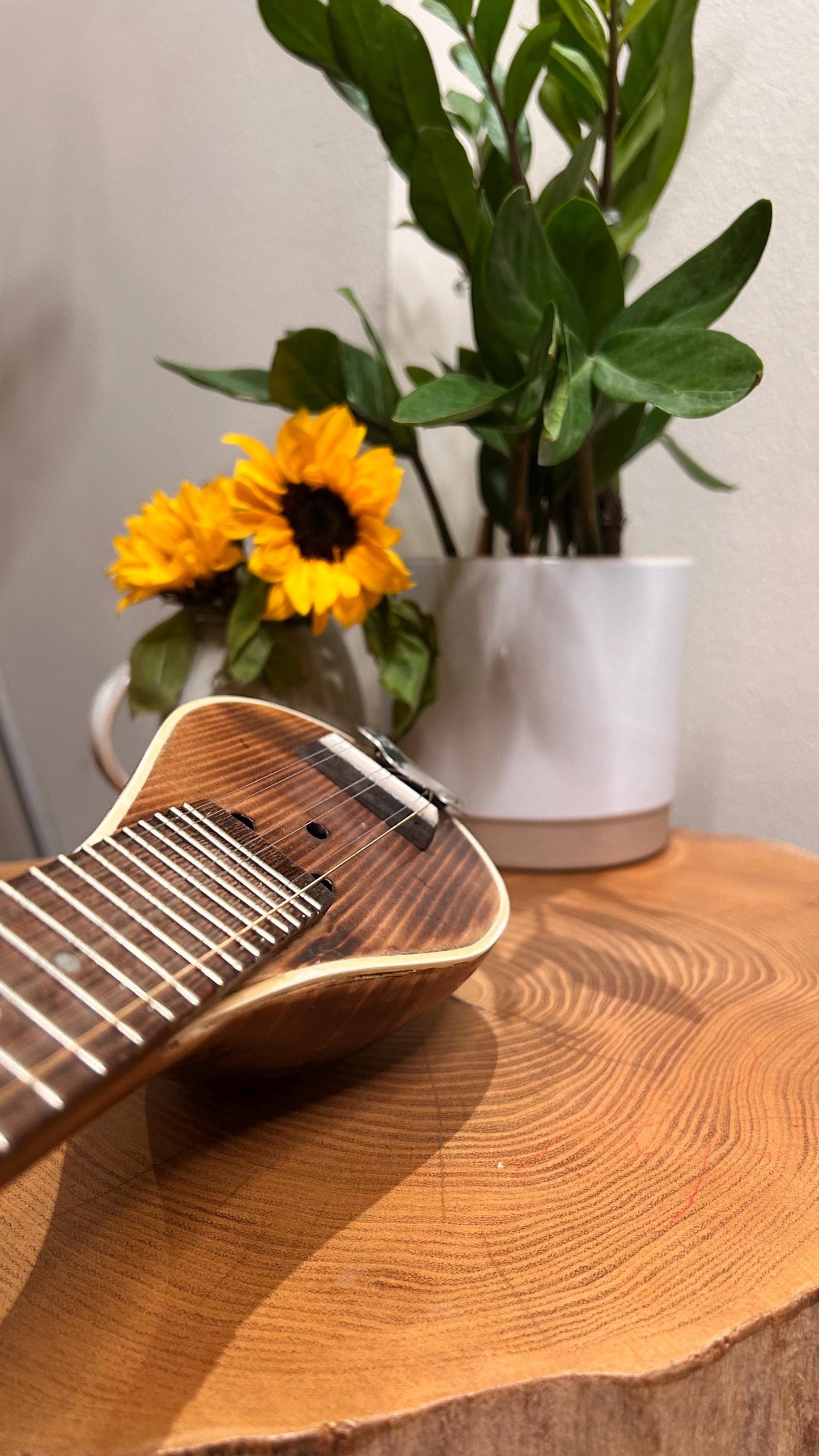 Custom Baglamas - Handmade 6-String one-piece Burned Poplar Baglamas with Black painted Spruce top - Greek Rebetiko Music