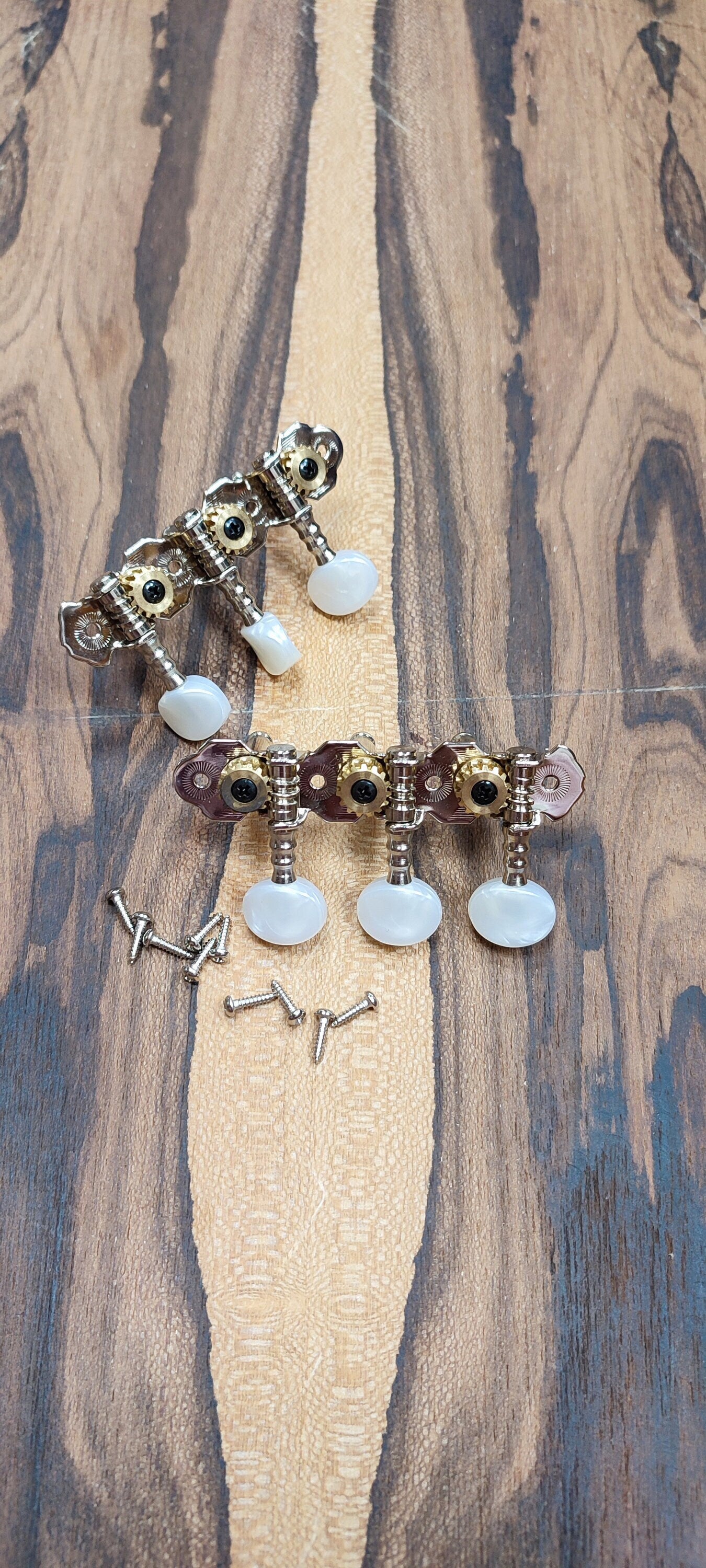 Baglamas / 6string Bouzouki machine heads ~ Gebr Van Gent 43.03ov/P Baglamas / 6string Bouzouki tuners ~ Nickel Colour & White Pearl Button