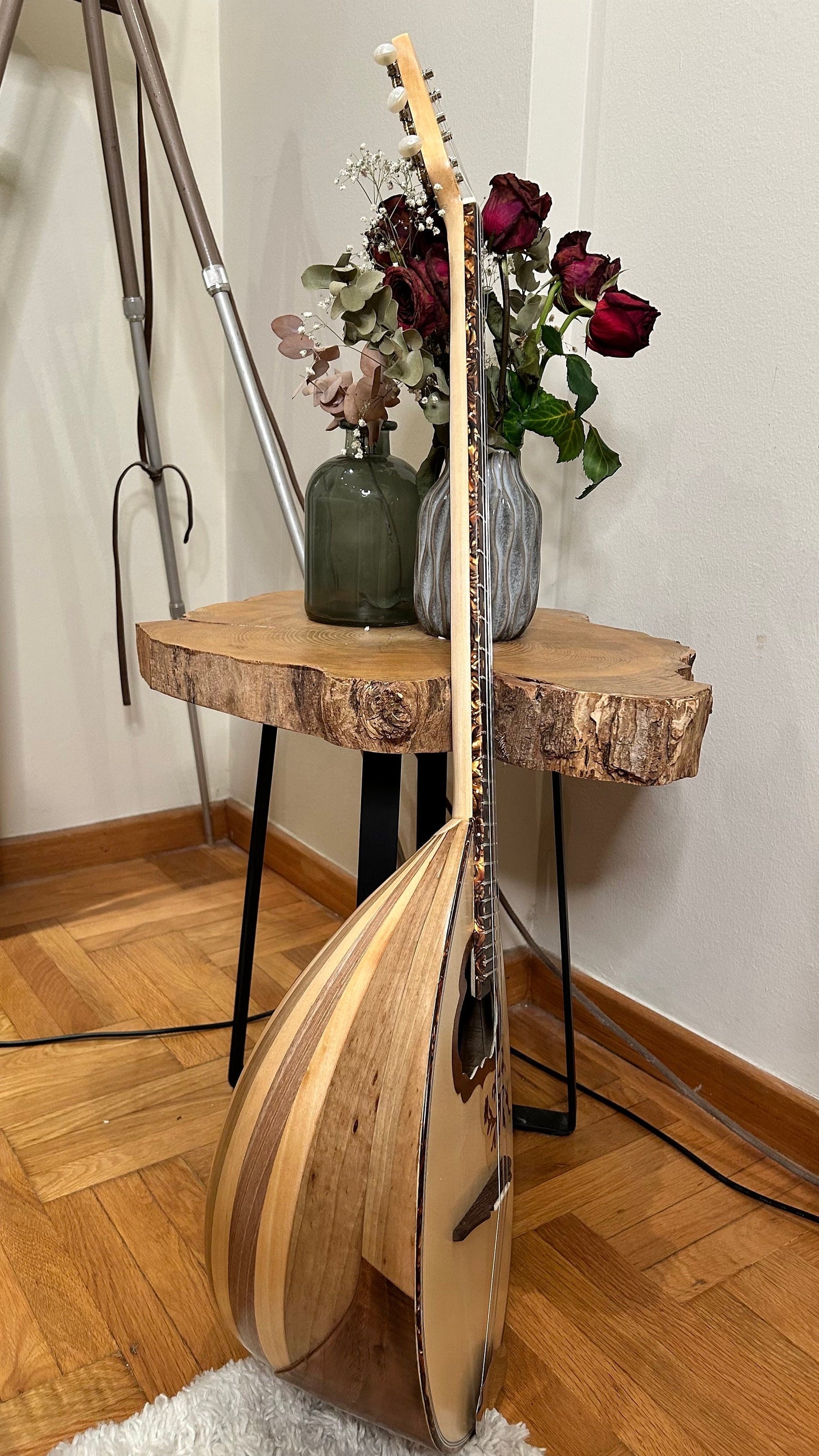 6string Handmade Bouzouki ~ Greek Traditional Handmade Popular Rebetiko Bouzouki ~ Flower wooden pickguard / top decorations ~