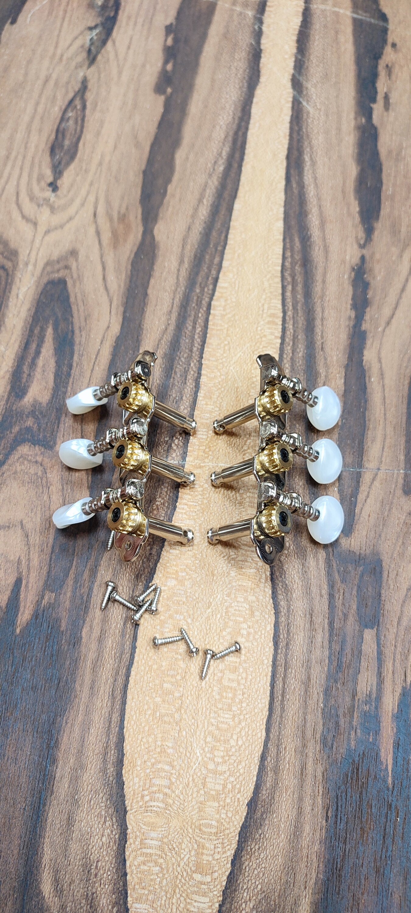 Baglamas / 6string Bouzouki machine heads ~ Gebr Van Gent 43.03ov/P Baglamas / 6string Bouzouki tuners ~ Nickel Colour & White Pearl Button