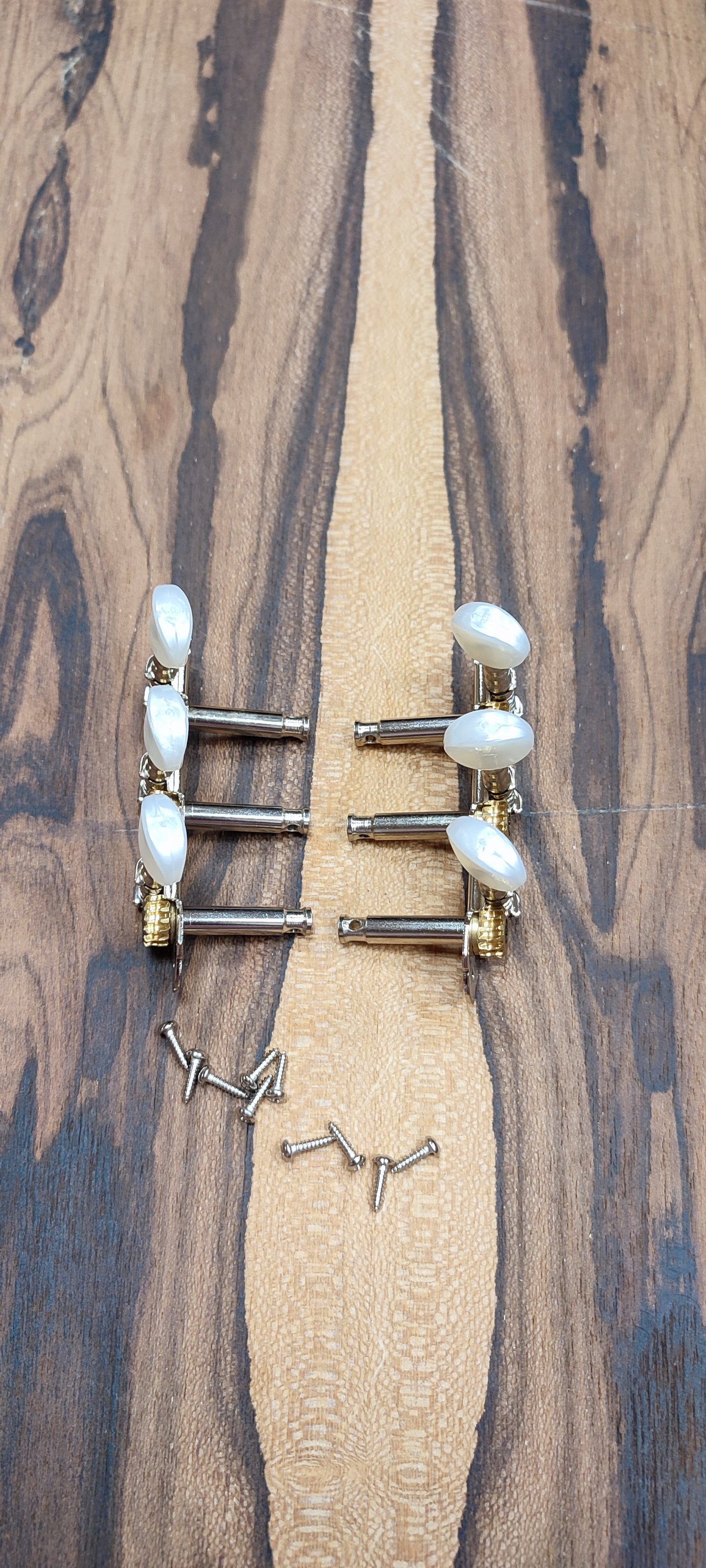 Baglamas / 6string Bouzouki machine heads ~ Gebr Van Gent 43.03ov/P Baglamas / 6string Bouzouki tuners ~ Nickel Colour & White Pearl Button