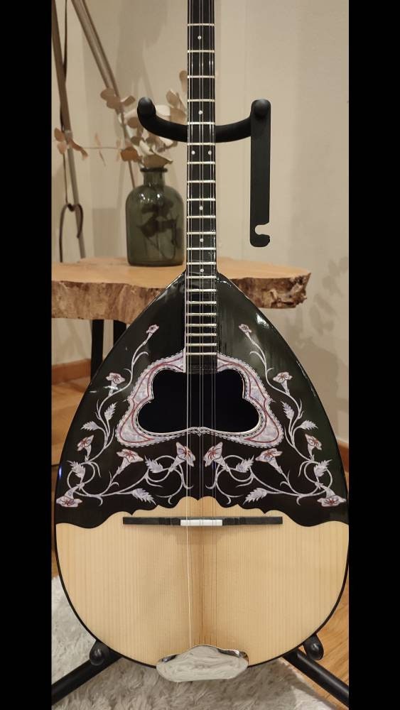 6string Handmade Bouzouki ~ Greek Traditional Handmade Popular Bouzouki ~ Flowers vinyl decal top decorations ~