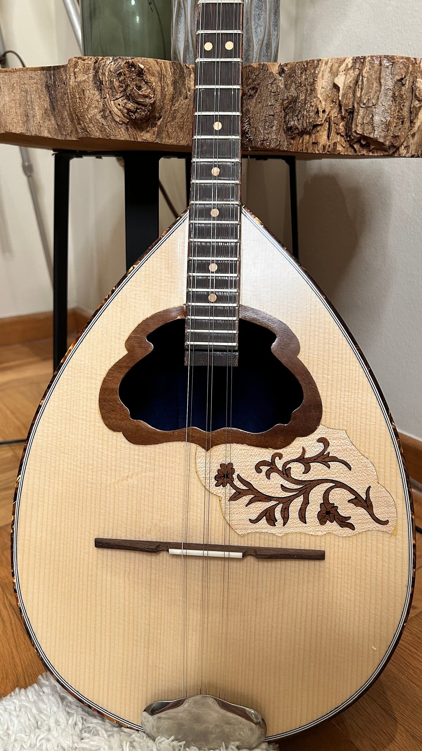 6string Handmade Bouzouki ~ Greek Traditional Handmade Popular Rebetiko Bouzouki ~ Flower wooden pickguard / top decorations ~