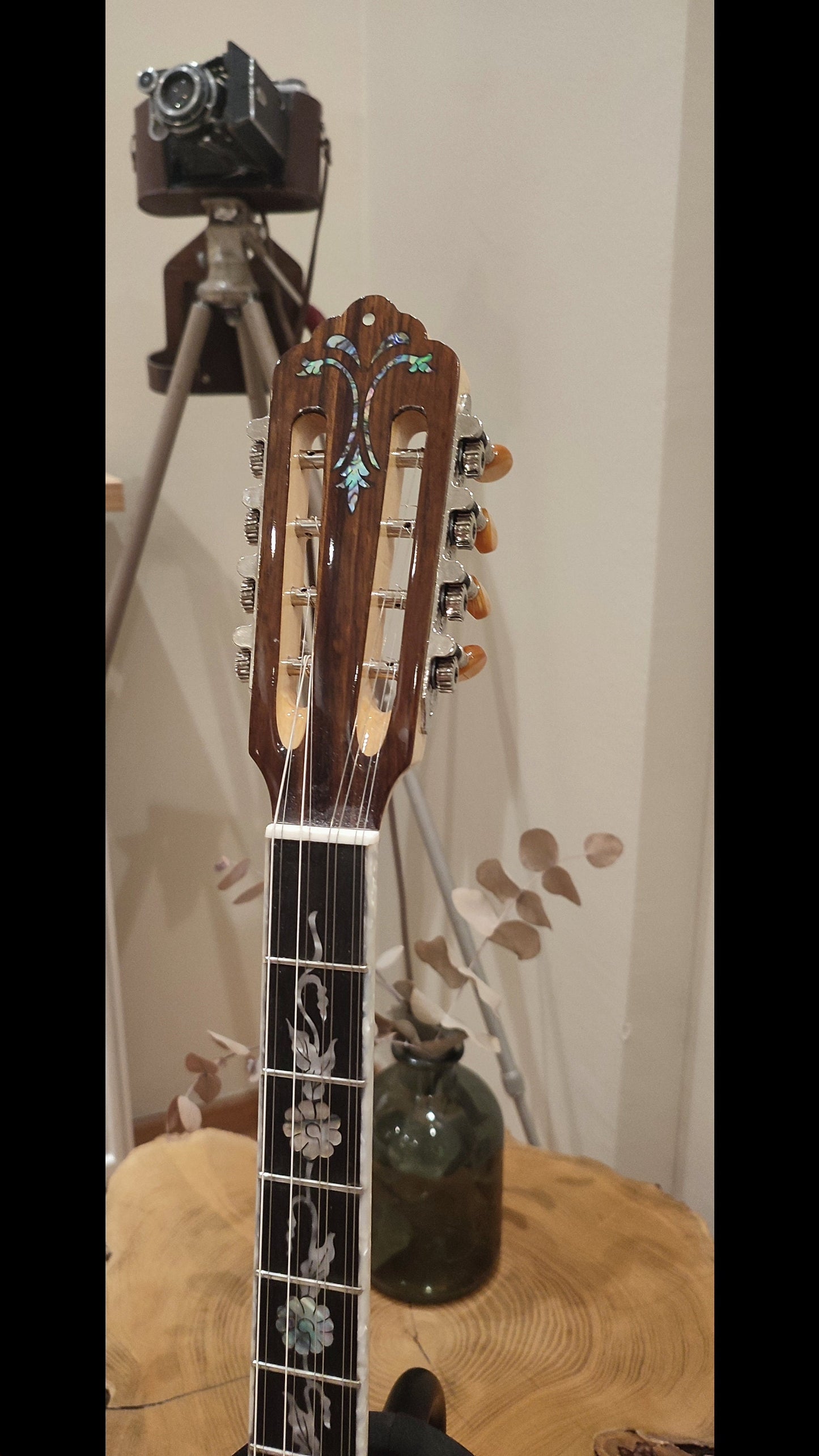 Custom Professional 8-String Handmade Bouzouki | Greek Traditional Rebetiko Instrument | Abalone Shell & Wood Decorations