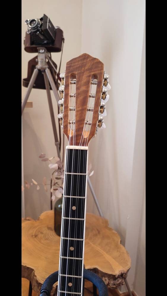 Premium Handmade 8-String Bouzouki with Greek Traditional Vines Mid-Top Decorations