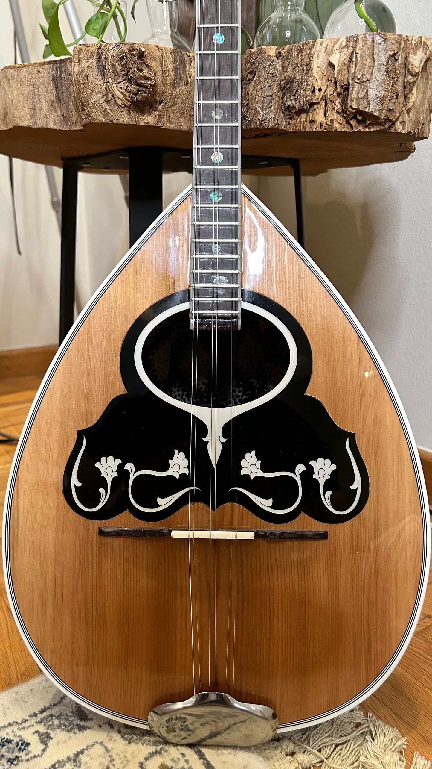 Handmade Greek Rebetiko 6-String Bouzouki - Flowers Celluloid Pickguard & Top Decorations