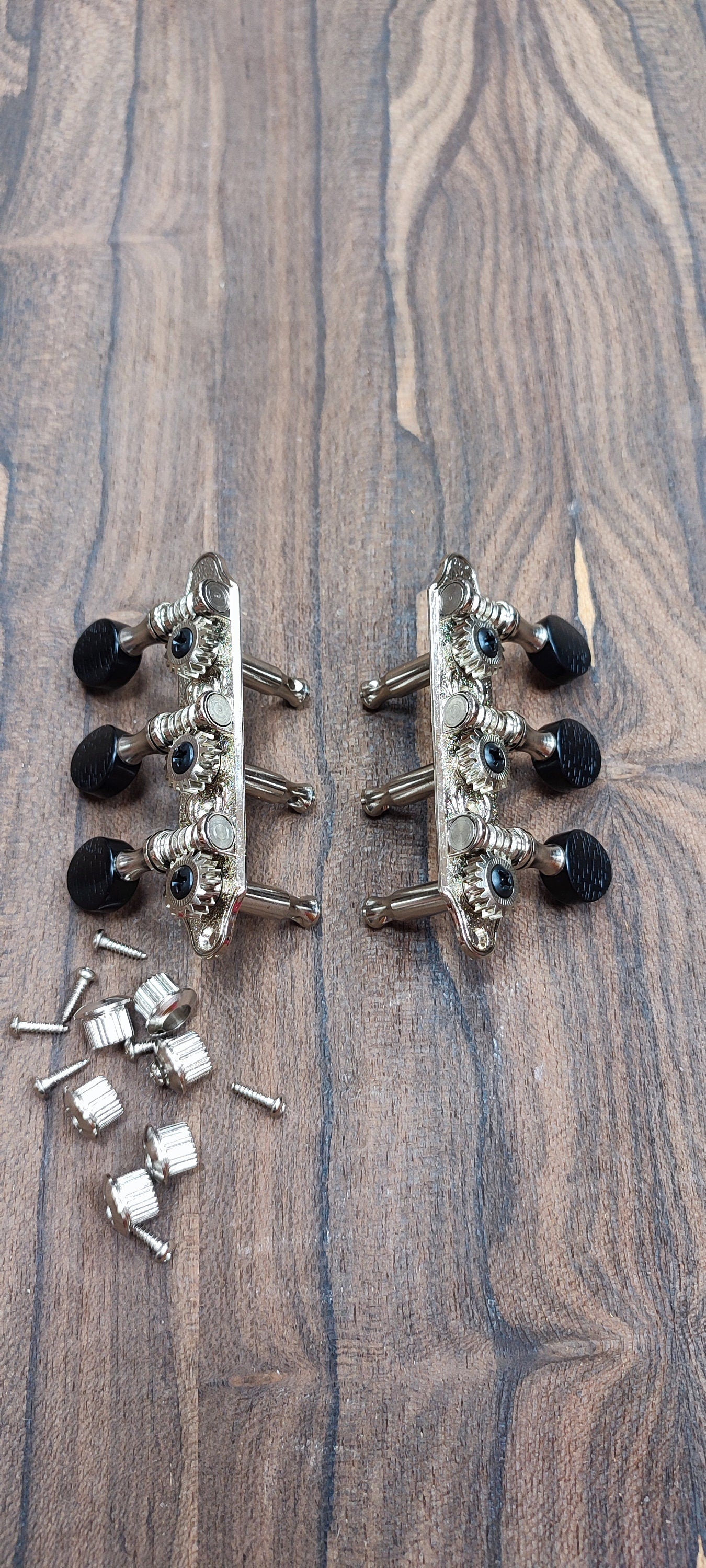 Baglamas / 6string Bouzouki machine heads ~ Professional Baglamas / 6string Bouzouki tuners ~ Nickel Colour & Black Button