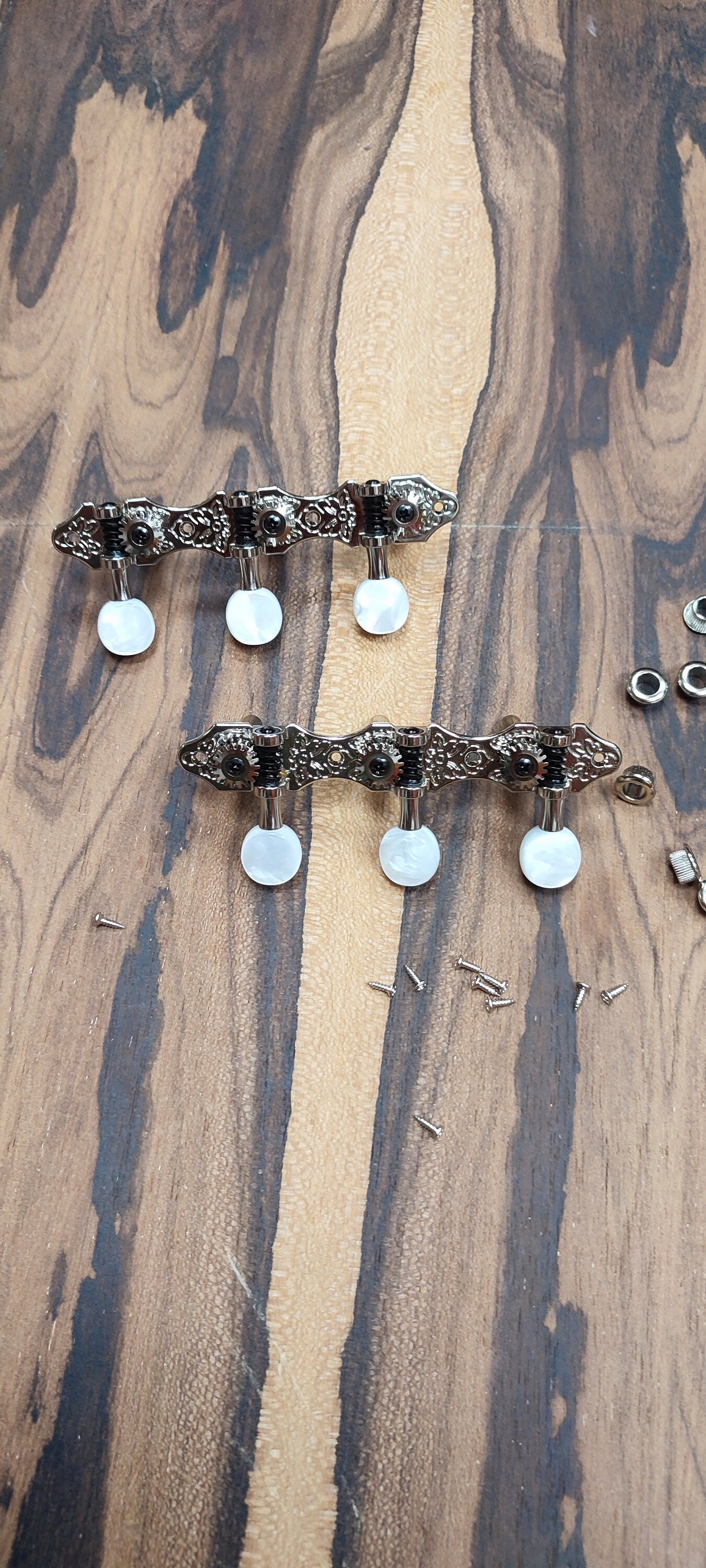 6string Bouzouki machine heads ~ Grover style Professional 6string Bouzouki tuners ~ Slotted headstock ~ Nickel Colour & White Pearl Button