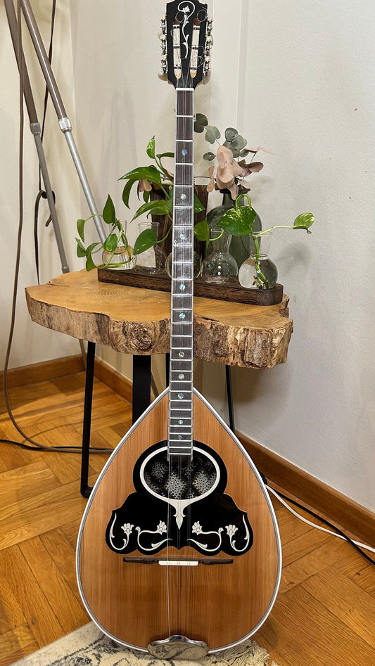 Handmade Greek Rebetiko 6-String Bouzouki - Flowers Celluloid Pickguard & Top Decorations