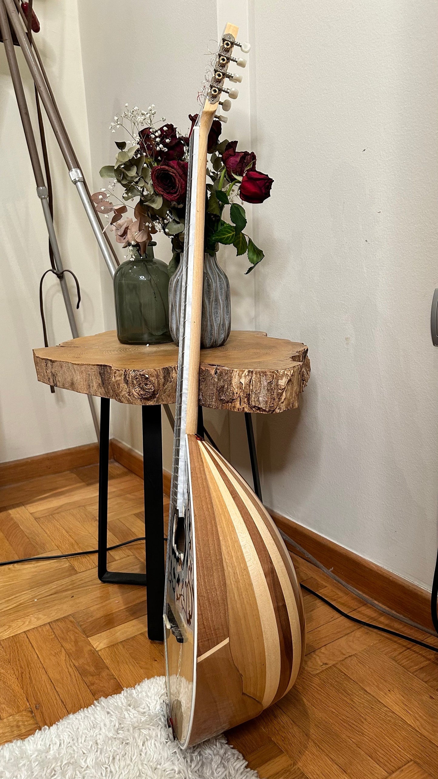 Handmade Greek Traditional 6-String Bouzouki with Popular Rebetiko Style - Vines Celluloid Pickguard and Top Decorations