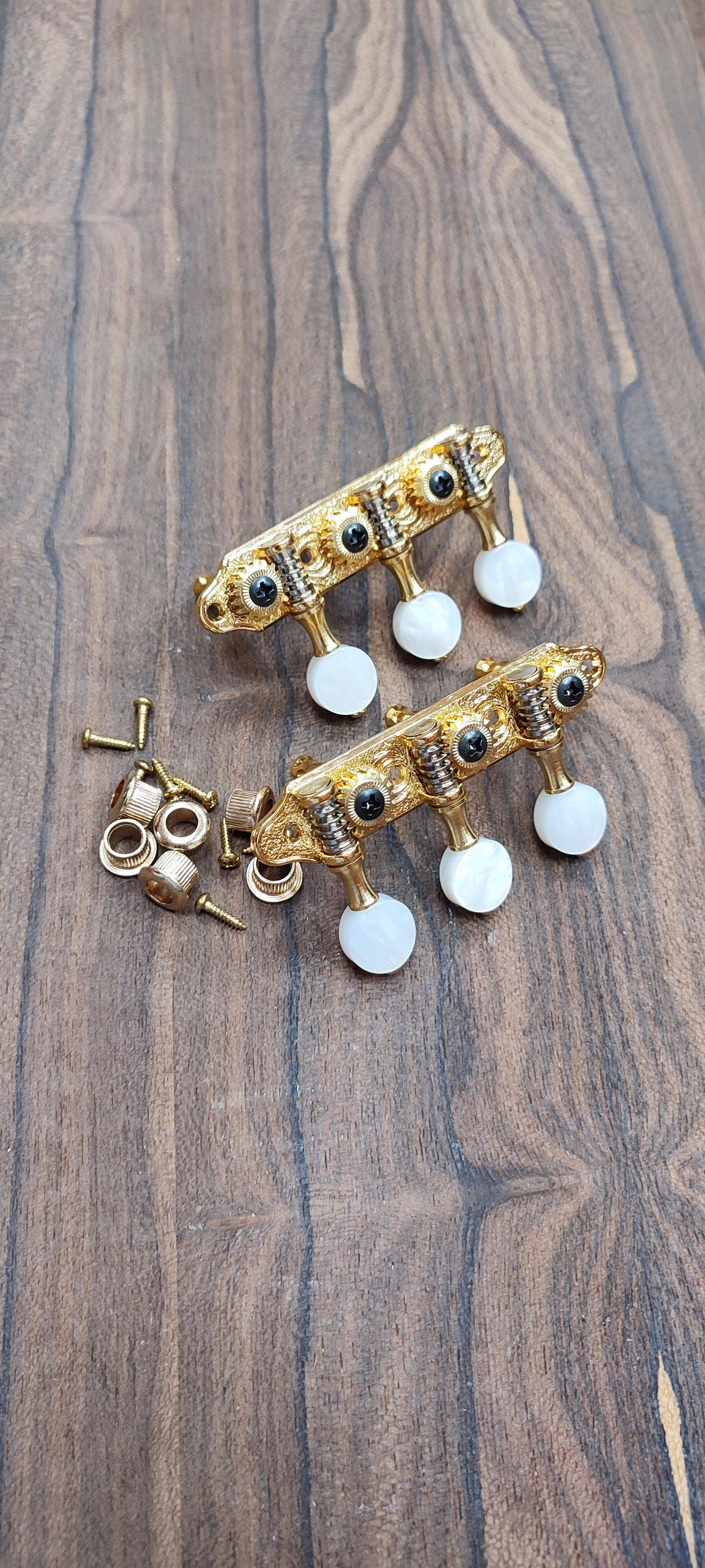 Baglamas / 6string Bouzouki machine heads ~ Professional Baglamas / 6string Bouzouki tuners ~ Gold Colour & White Pearl Button