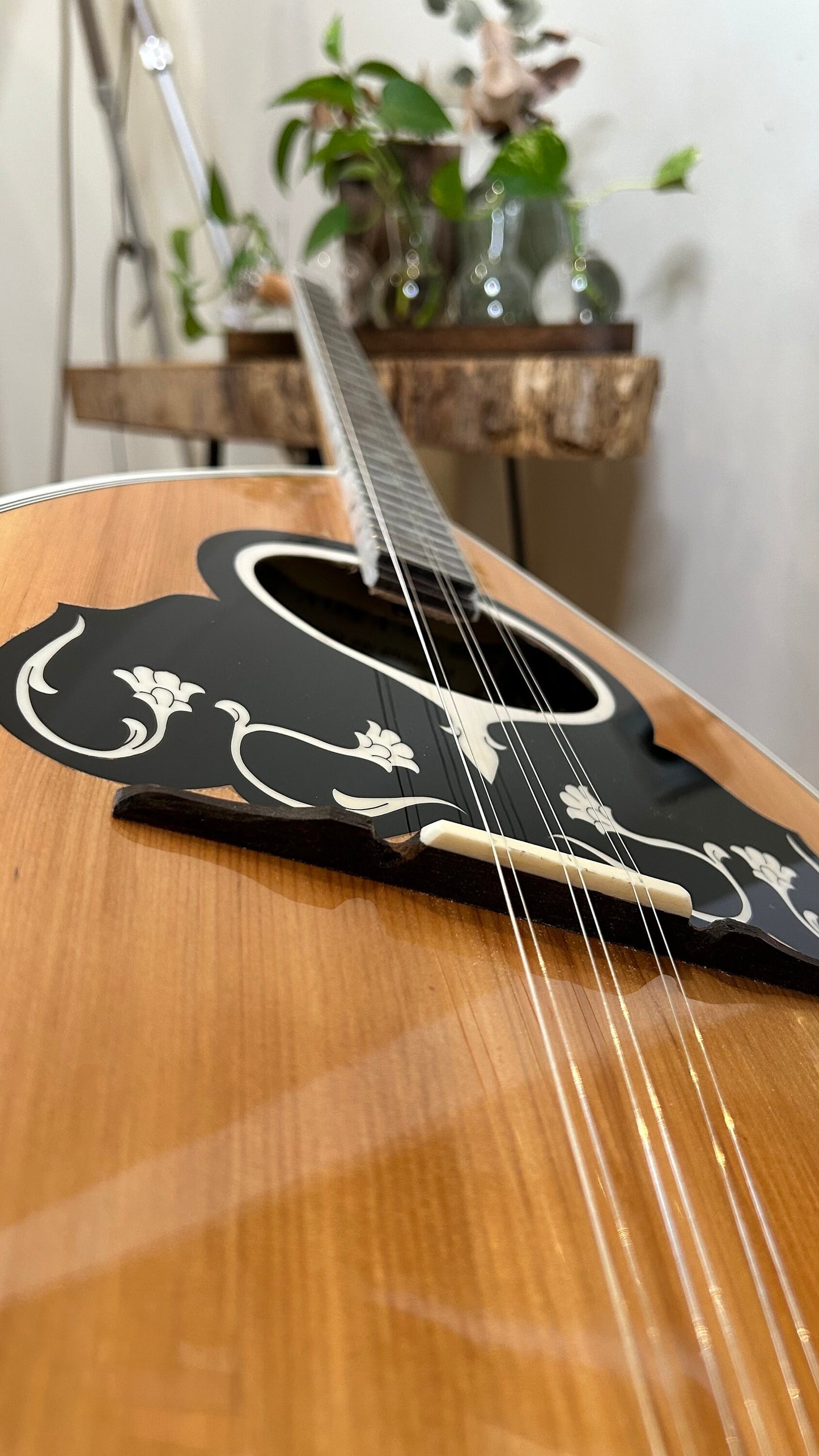 Handmade Greek Rebetiko 6-String Bouzouki - Flowers Celluloid Pickguard & Top Decorations