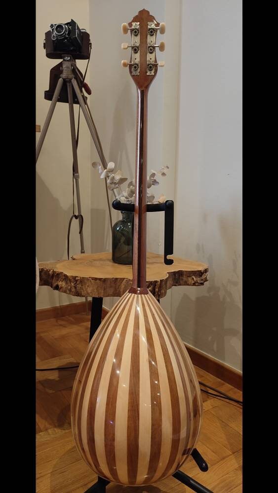 Custom Professional 6-String Handmade  Bouzouki with Wooden Pickguard - Greek Rebetiko 6-String Instrument with Traditional Design