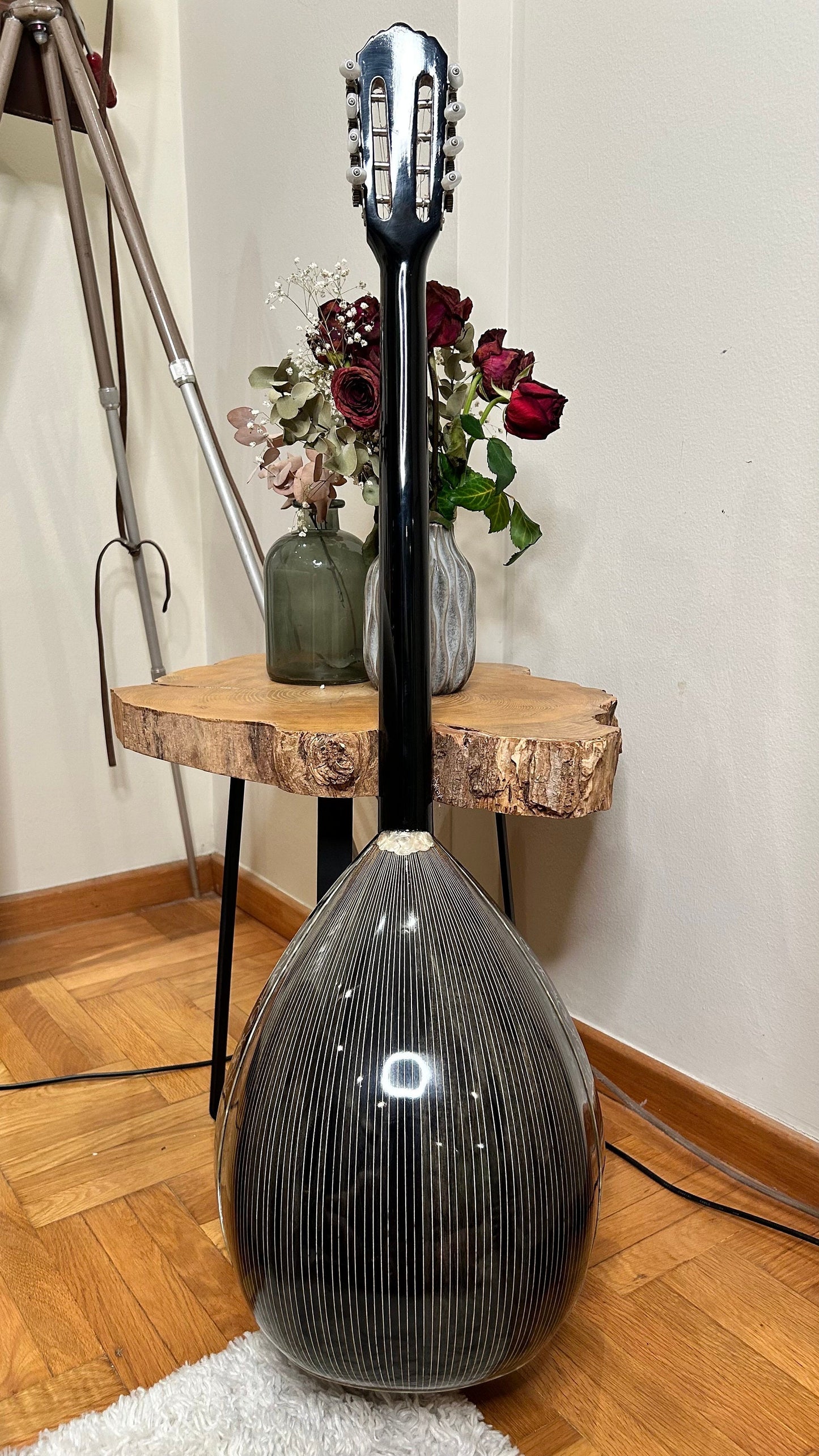 Custom 8-String Bouzouki with Vines & Flowers Full Top Decorations - Professional Quality