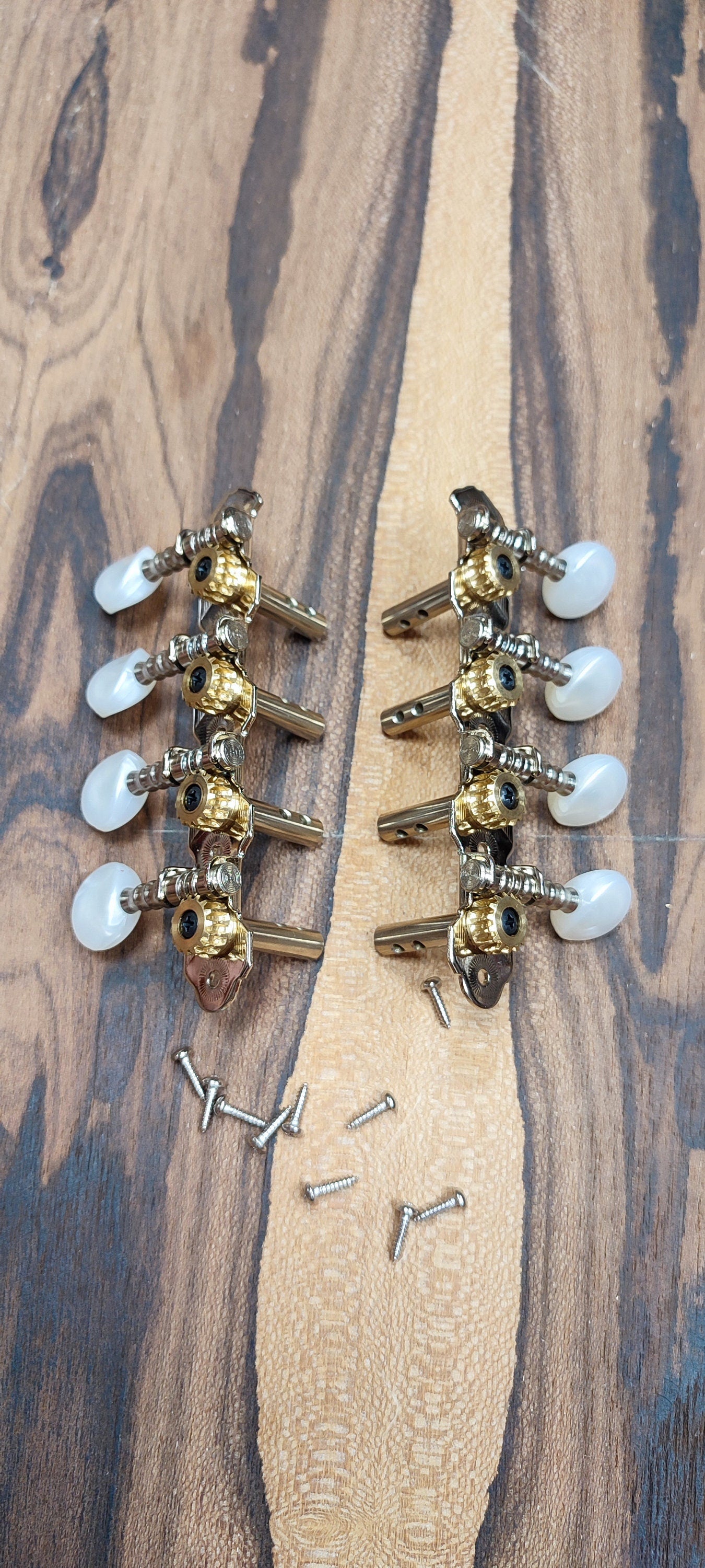 Bouzouki machine heads ~ Gebr Van Gent 43.08ov/P 8string Bouzouki tuners ~ Nickel Colour & White Pearl Button