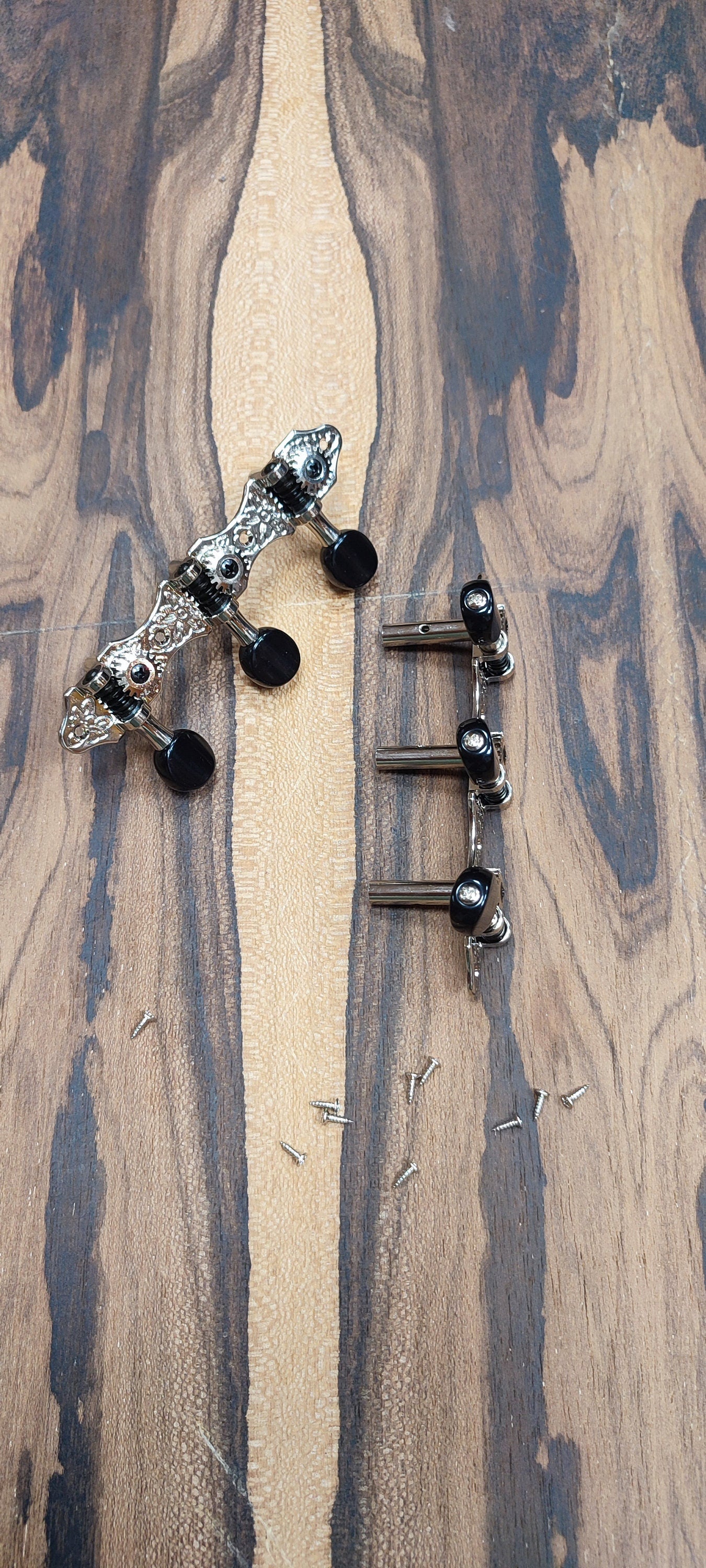 6string Bouzouki machine heads ~ Grover style Professional 6string Bouzouki tuners ~ Slotted Headstock ~ Nickel Colour & Black Button