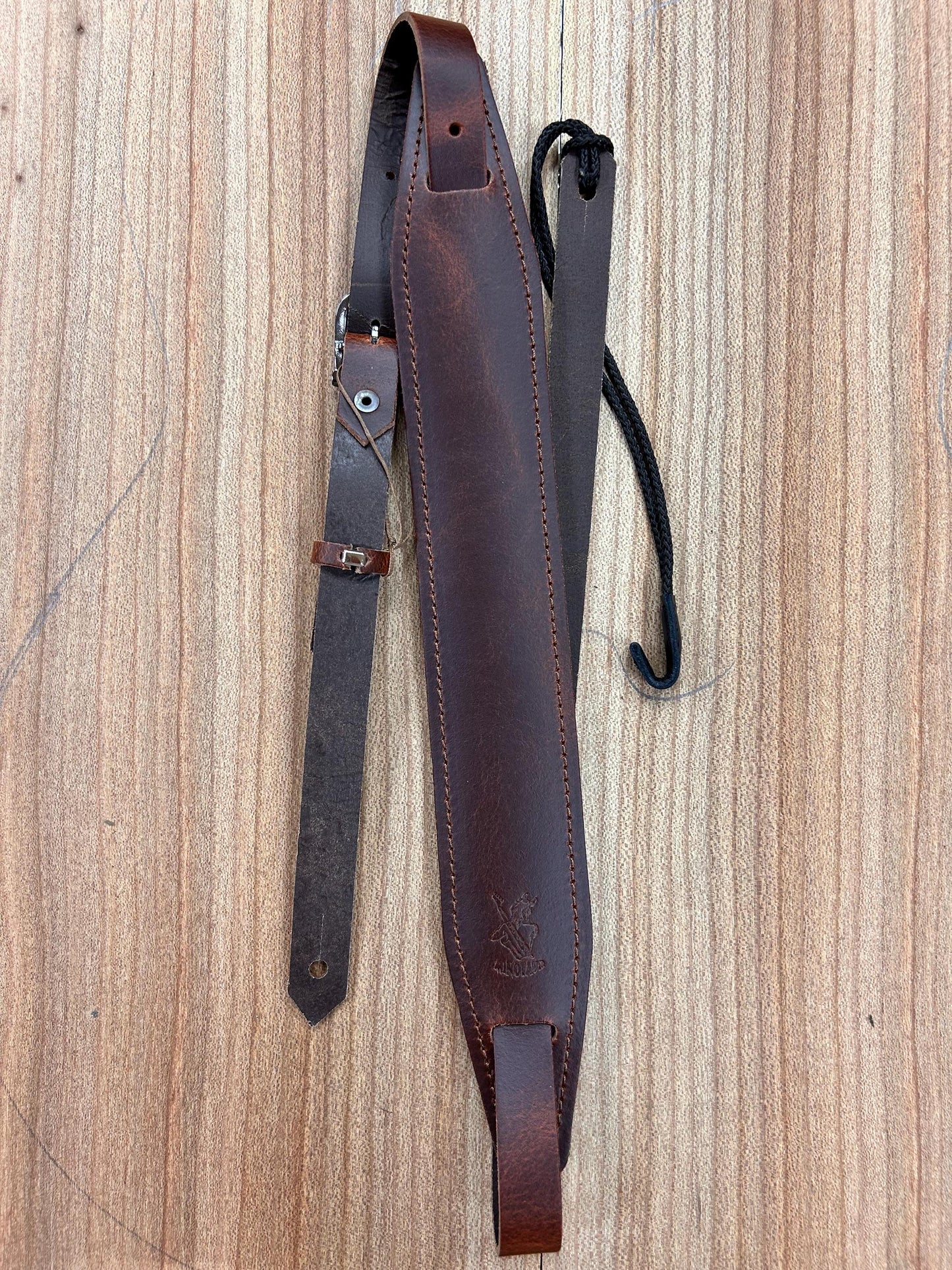 Versatile Leather Bouzouki Strap with Adjustable Hook and End-Button Attachment”