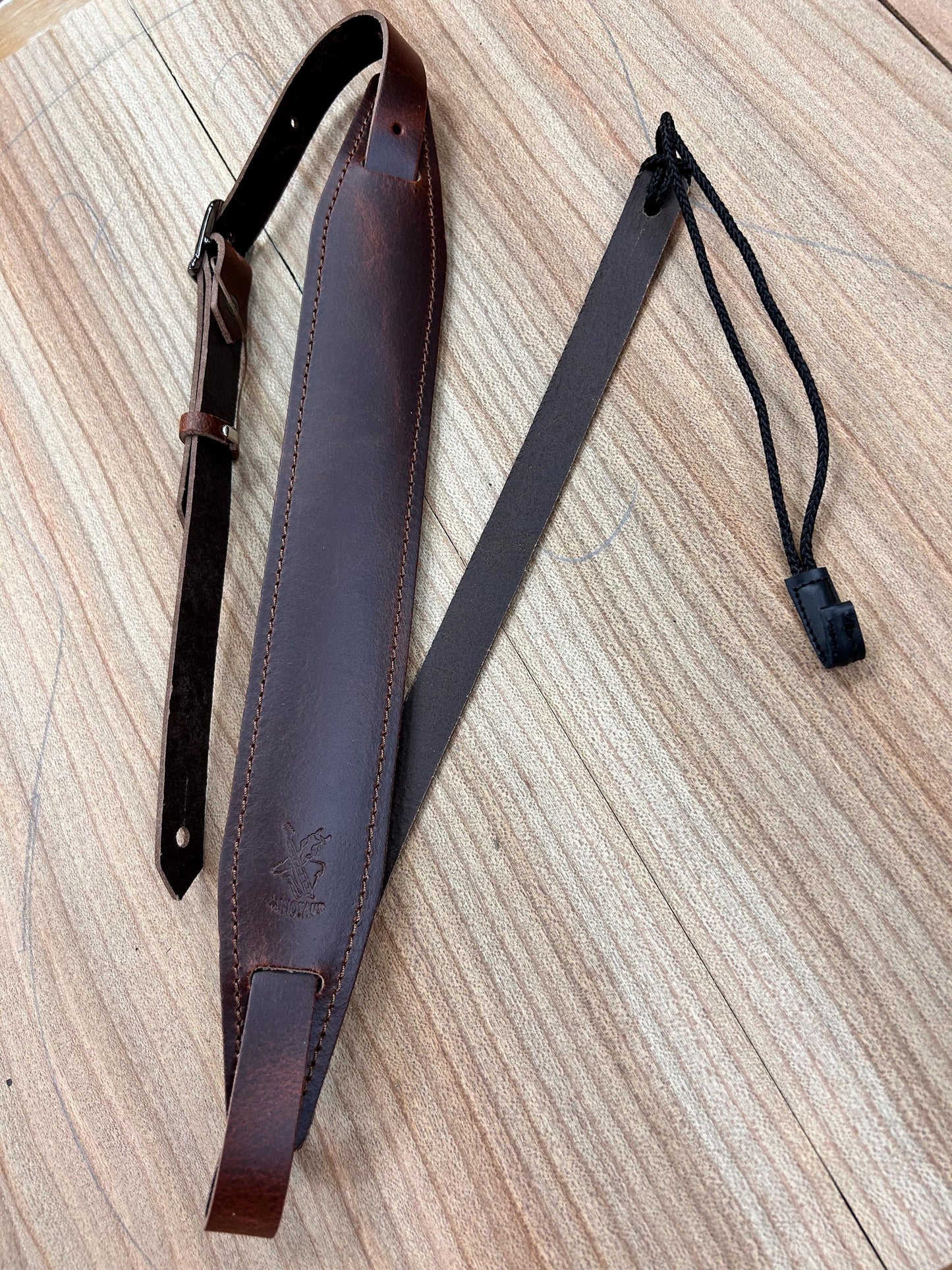 Versatile Leather Bouzouki Strap with Adjustable Hook and End-Button Attachment”