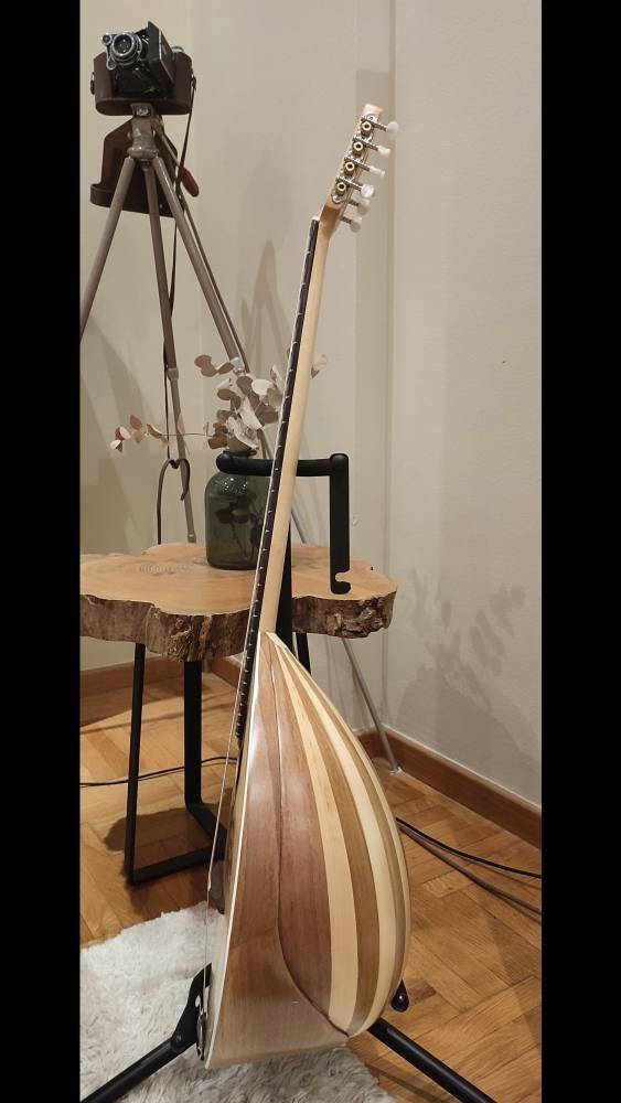 Handmade 8-String Bouzouki - Greek Traditional Instrument with Beautiful Wooden Flower Top Decorations