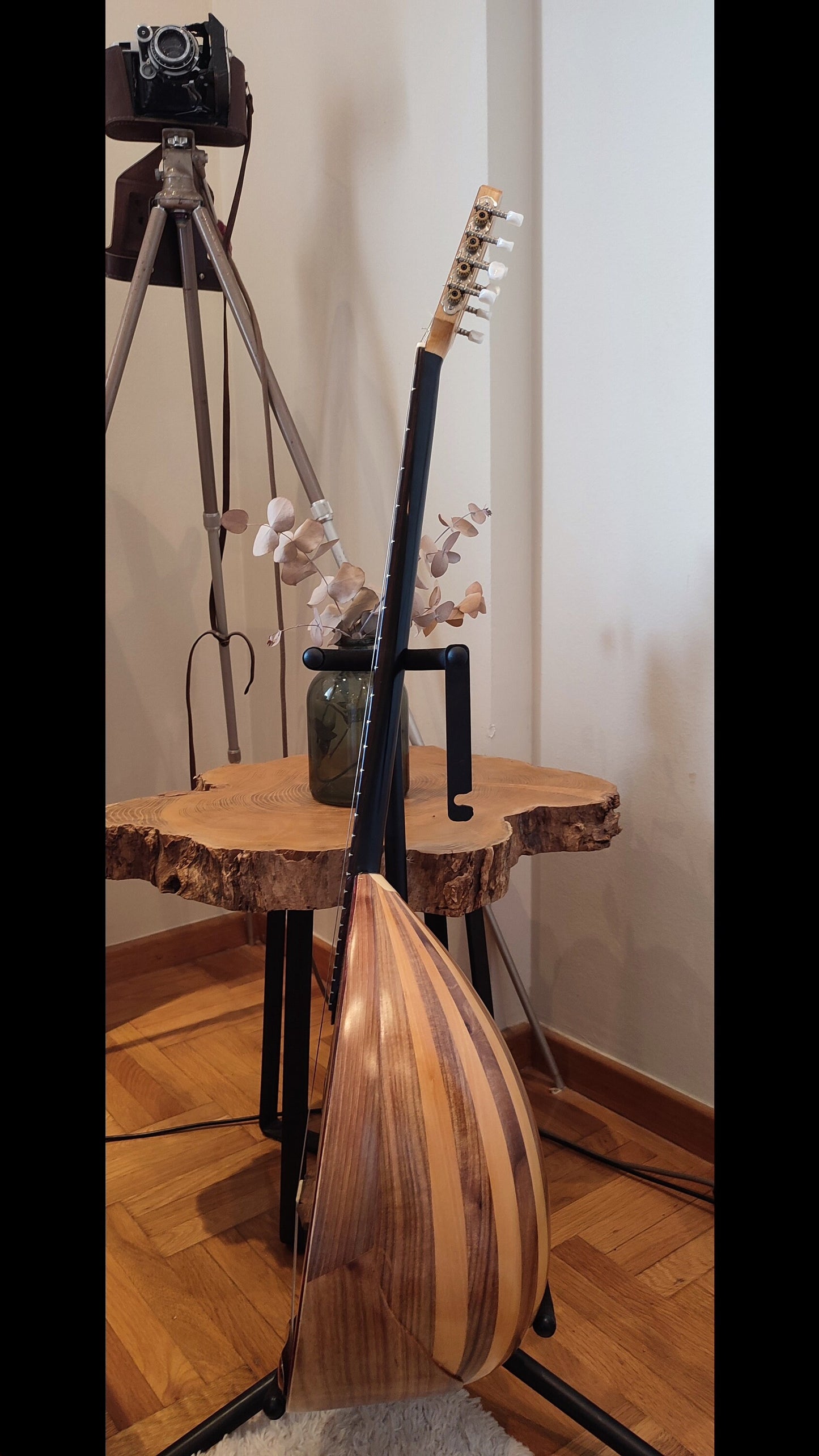 8string Handmade Bouzouki ~ Greek Traditional Handmade 8string Popular Bouzouki ~ Wooden flowers top decorations ~