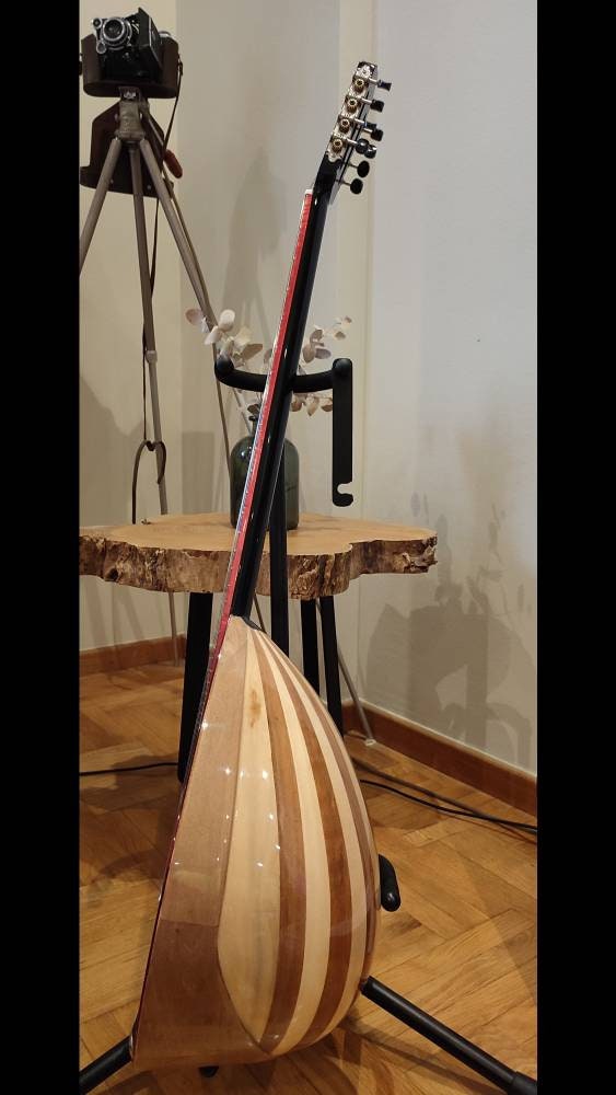 Premium Handmade 8-String Bouzouki - Greek Traditional Popular Instrument with Full Top Decorations and Cellulose Vines