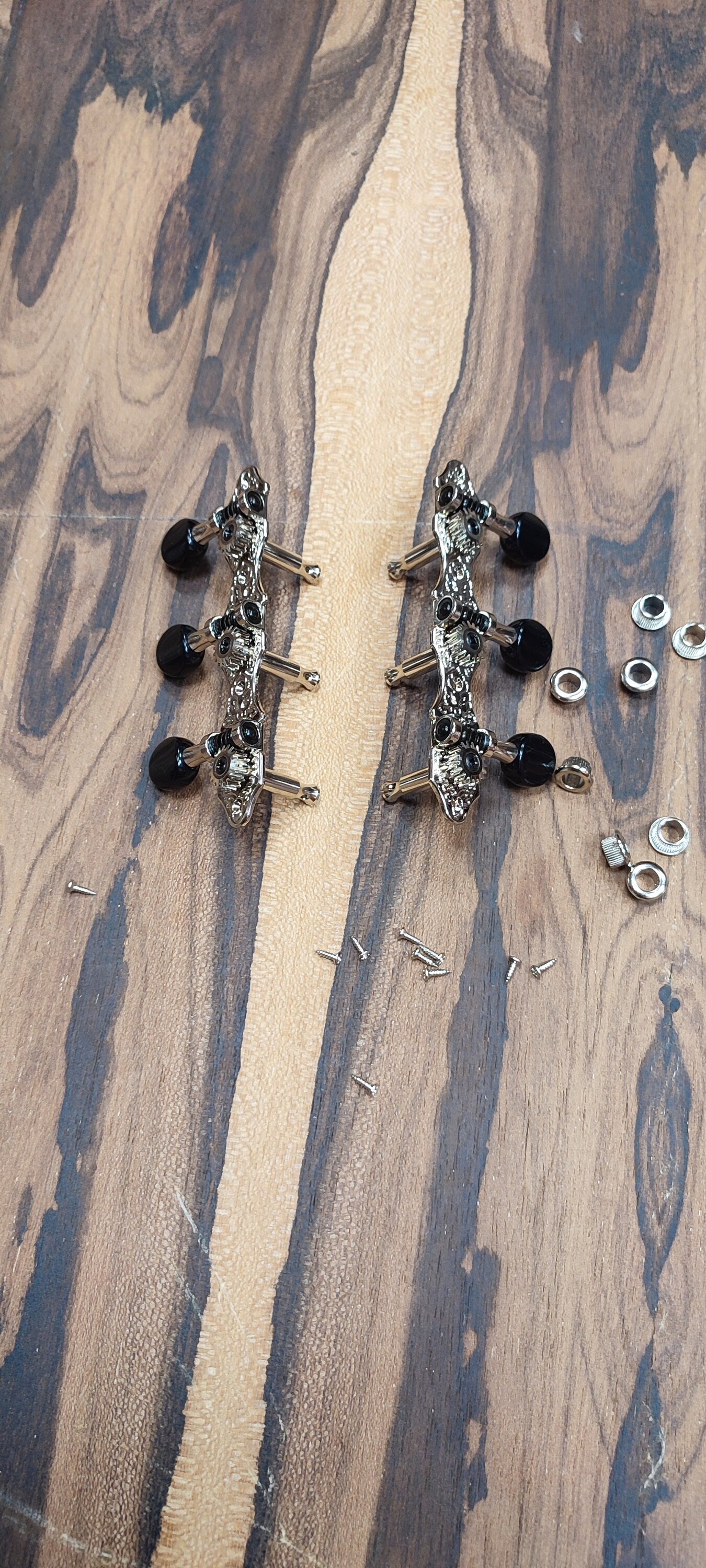6string Bouzouki machine heads ~ Grover style Professional 6string Bouzouki tuners ~ Standard Headstock ~ Nickel Colour & Black Button