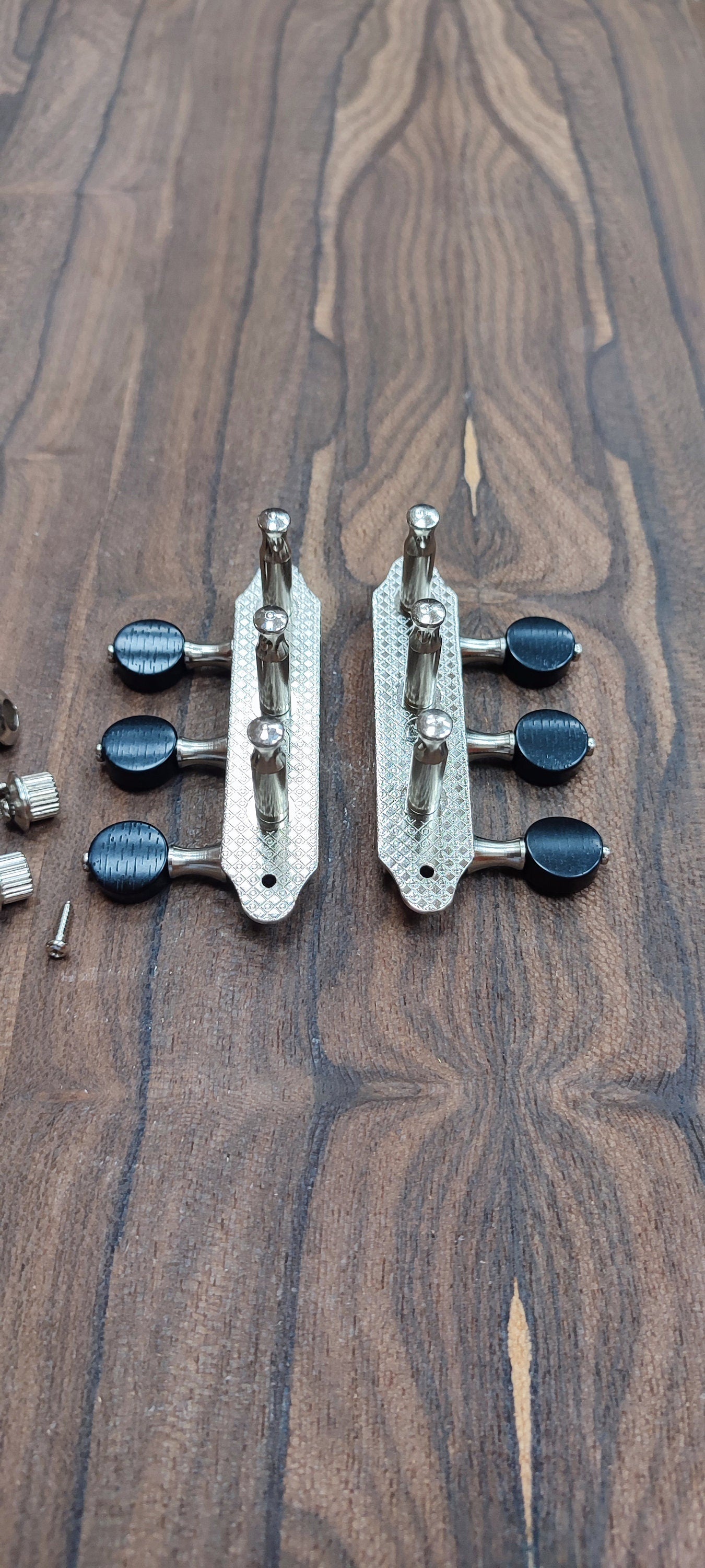 Baglamas / 6string Bouzouki machine heads ~ Professional Baglamas / 6string Bouzouki tuners ~ Nickel Colour & Black Button