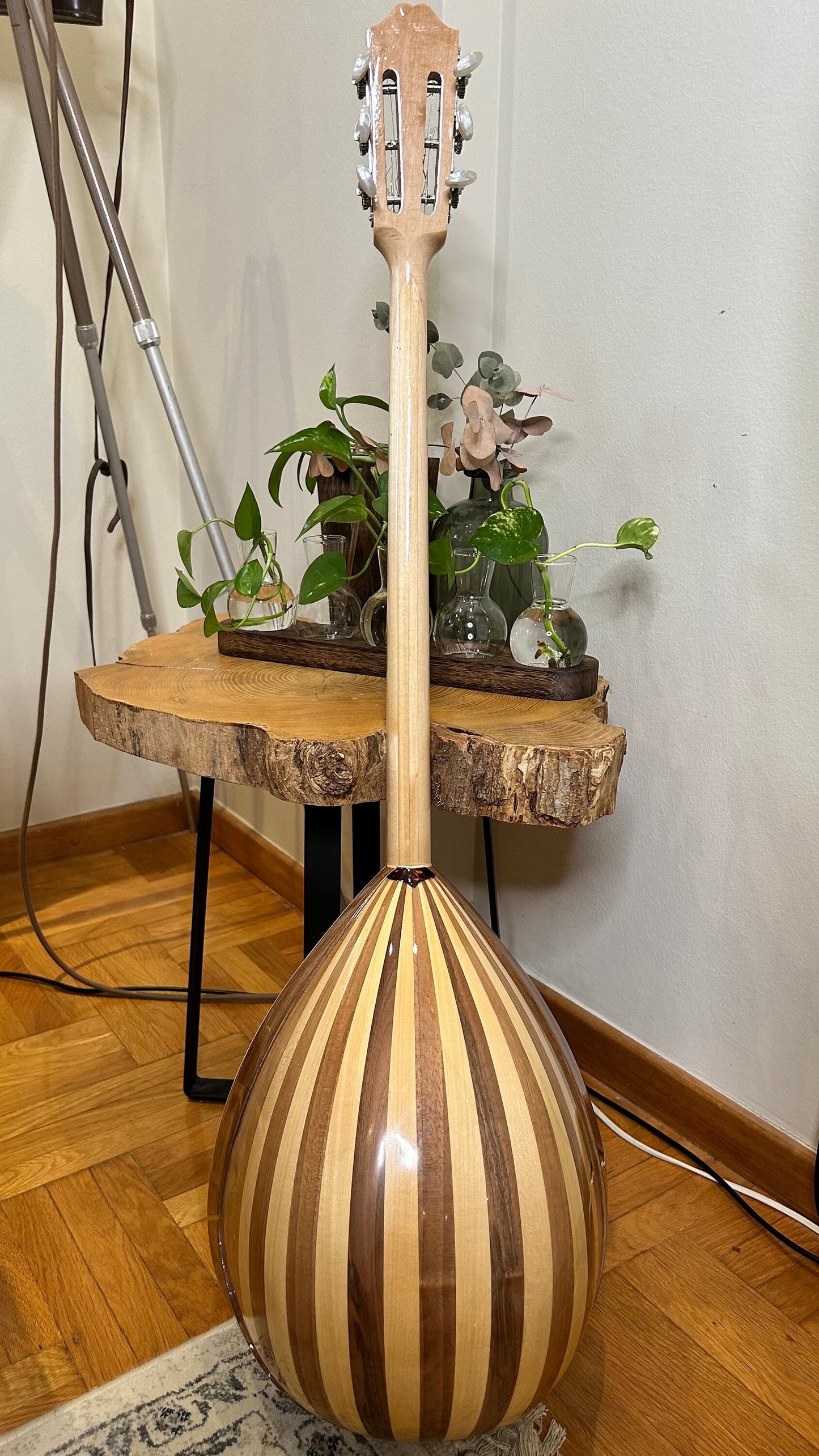 Handmade Greek Rebetiko 6-String Bouzouki - Flowers Celluloid Pickguard & Top Decorations