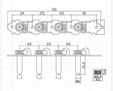 Mandolin machine heads ~ Grover style Premium 8string Mandolin tuners ~ Nickel Colour & Black Button
