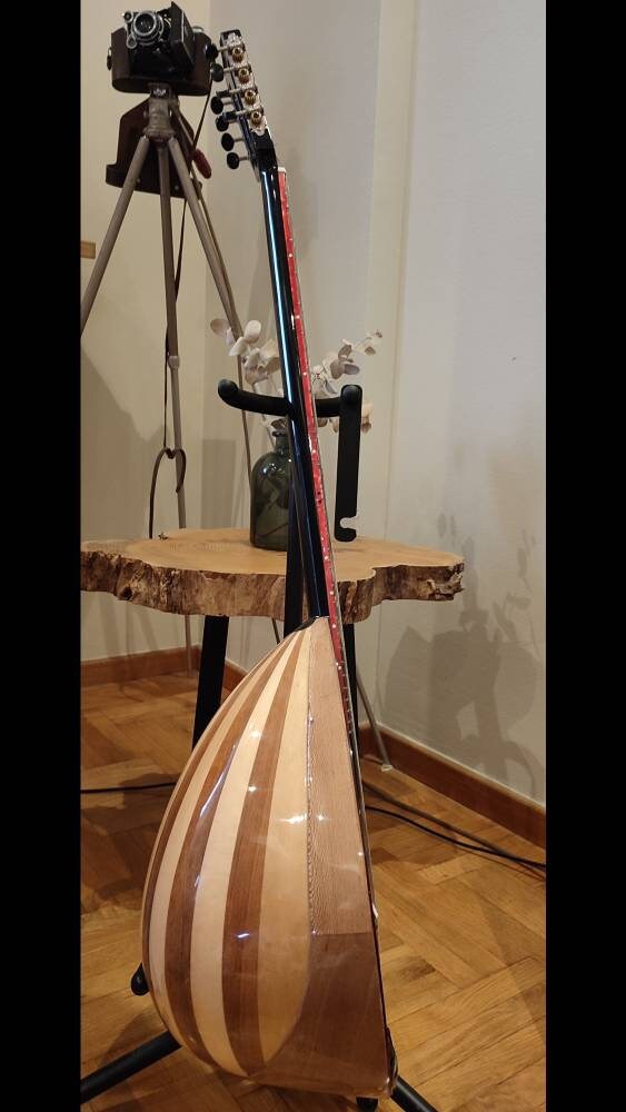 Premium Handmade 8-String Bouzouki - Greek Traditional Popular Instrument with Full Top Decorations and Cellulose Vines