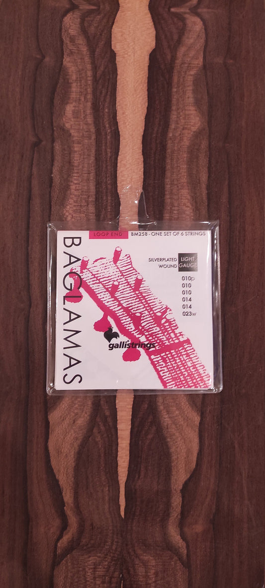 6string Baglamas Set of Strings ~ Galli BM258 Set ~ 0,10 Set Silver Wounded