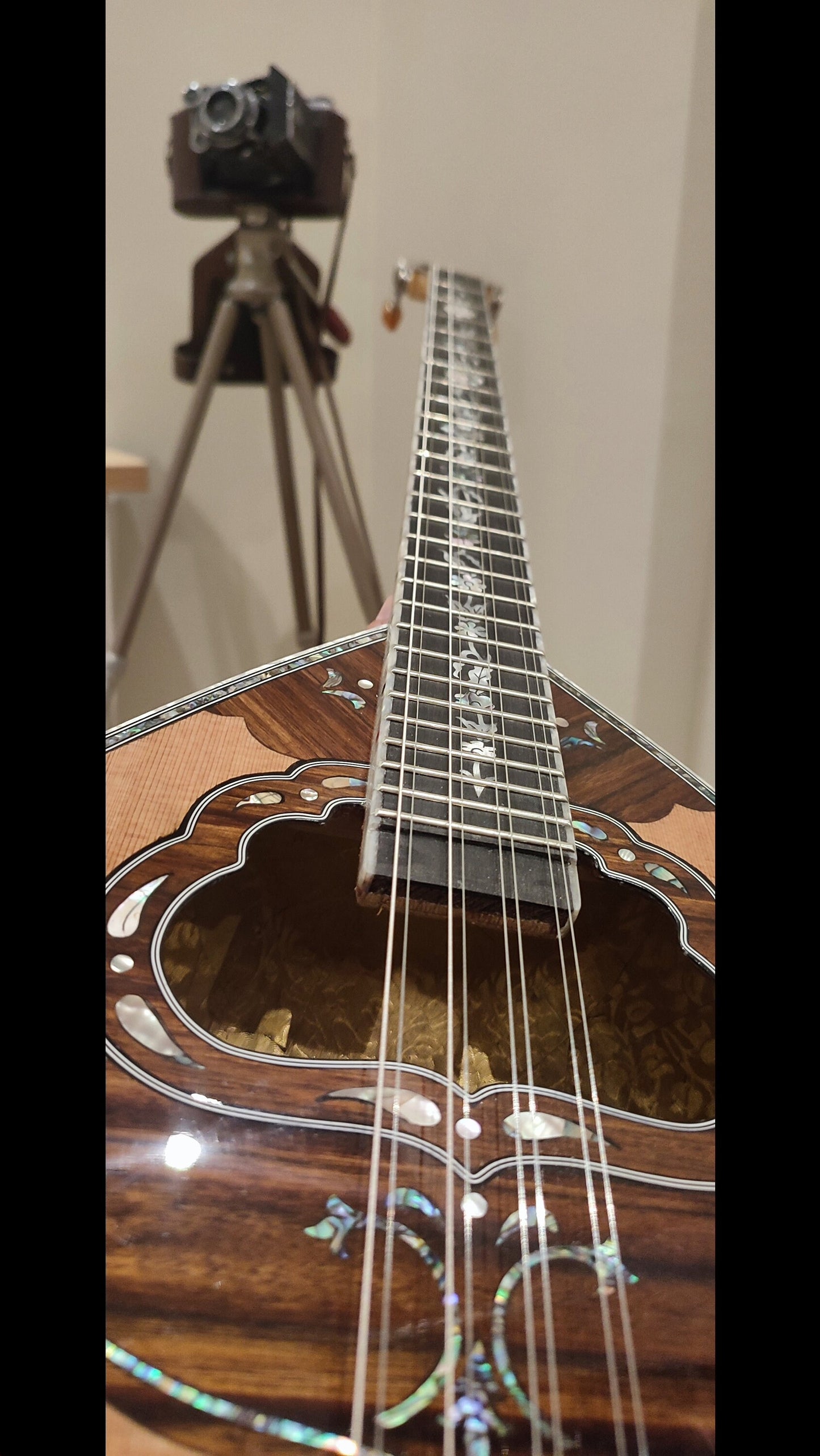 Custom Professional 8-String Handmade Bouzouki | Greek Traditional Rebetiko Instrument | Abalone Shell & Wood Decorations