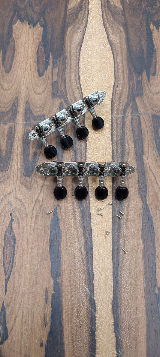 Bouzouki machine heads ~ Grover style Professional 8string Bouzouki tuners ~ Nickel Colour & Black Button