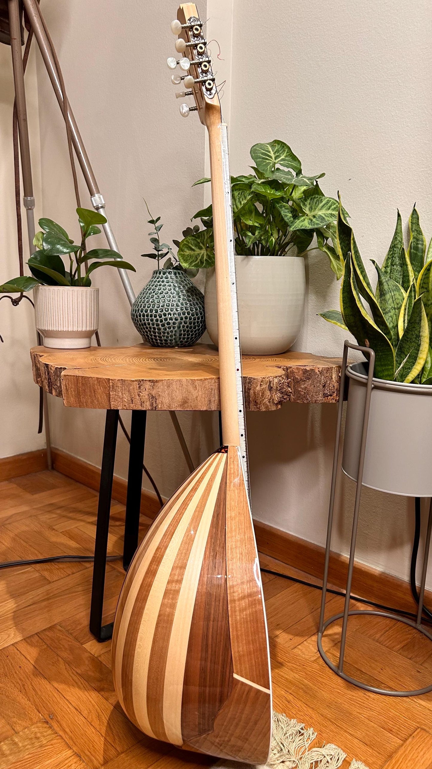 Handmade 8-string Professional Bouzouki with double-action truss rod and exquisite Cellulose Vines&Flower decorations - Greek craftsmanship