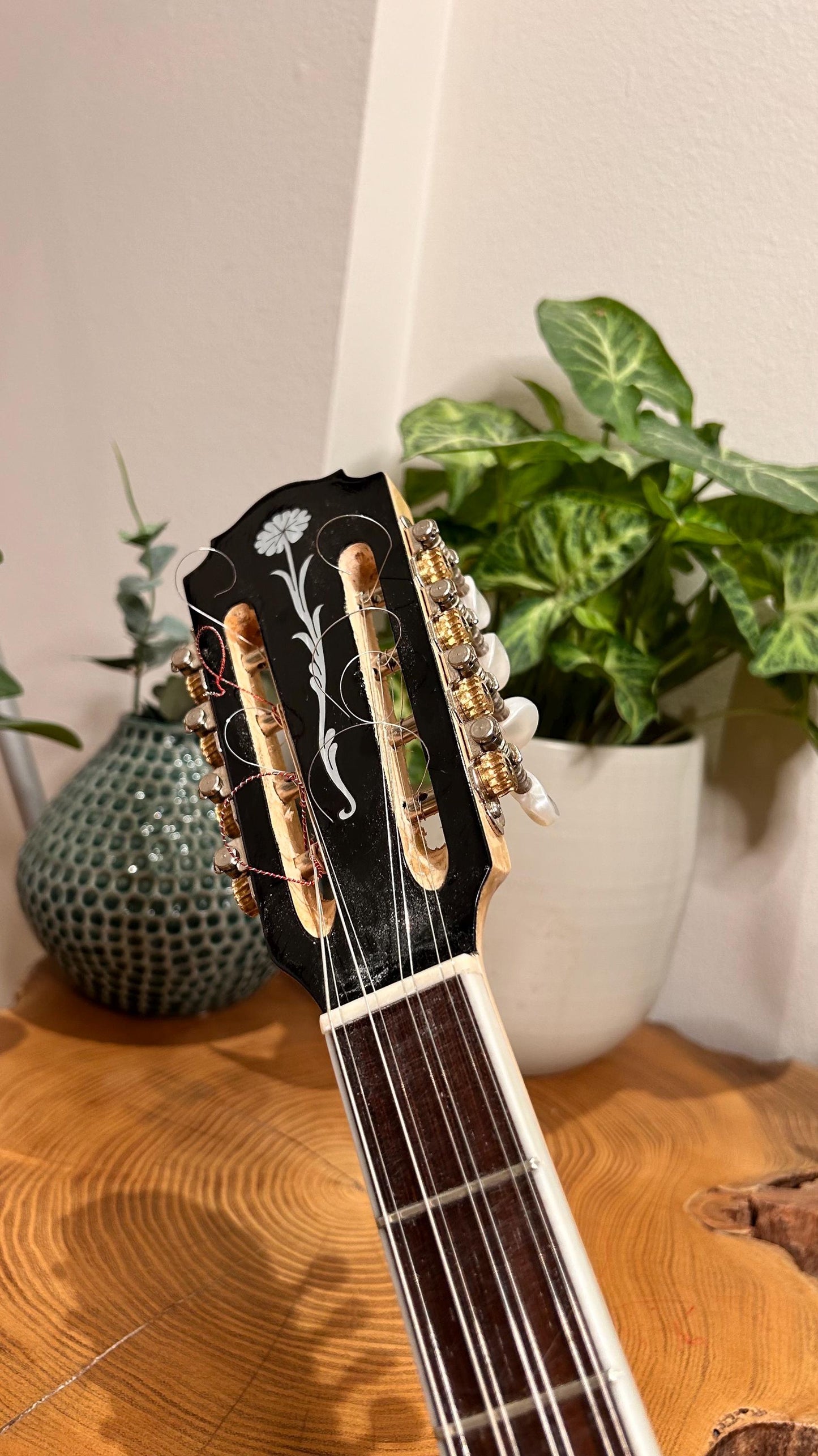 Handmade 8-string Professional Bouzouki with double-action truss rod and exquisite Cellulose Vines&Flower decorations - Greek craftsmanship