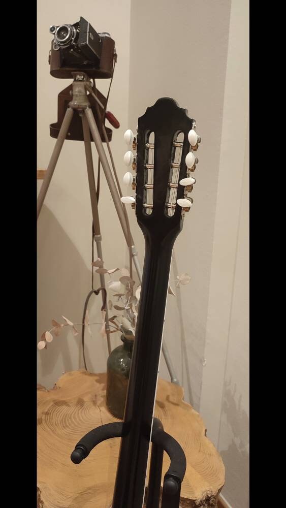 Custom Handmade 8-String Professional Bouzouki with White Pearl Celluloid Flowers and Butterfly Decorations