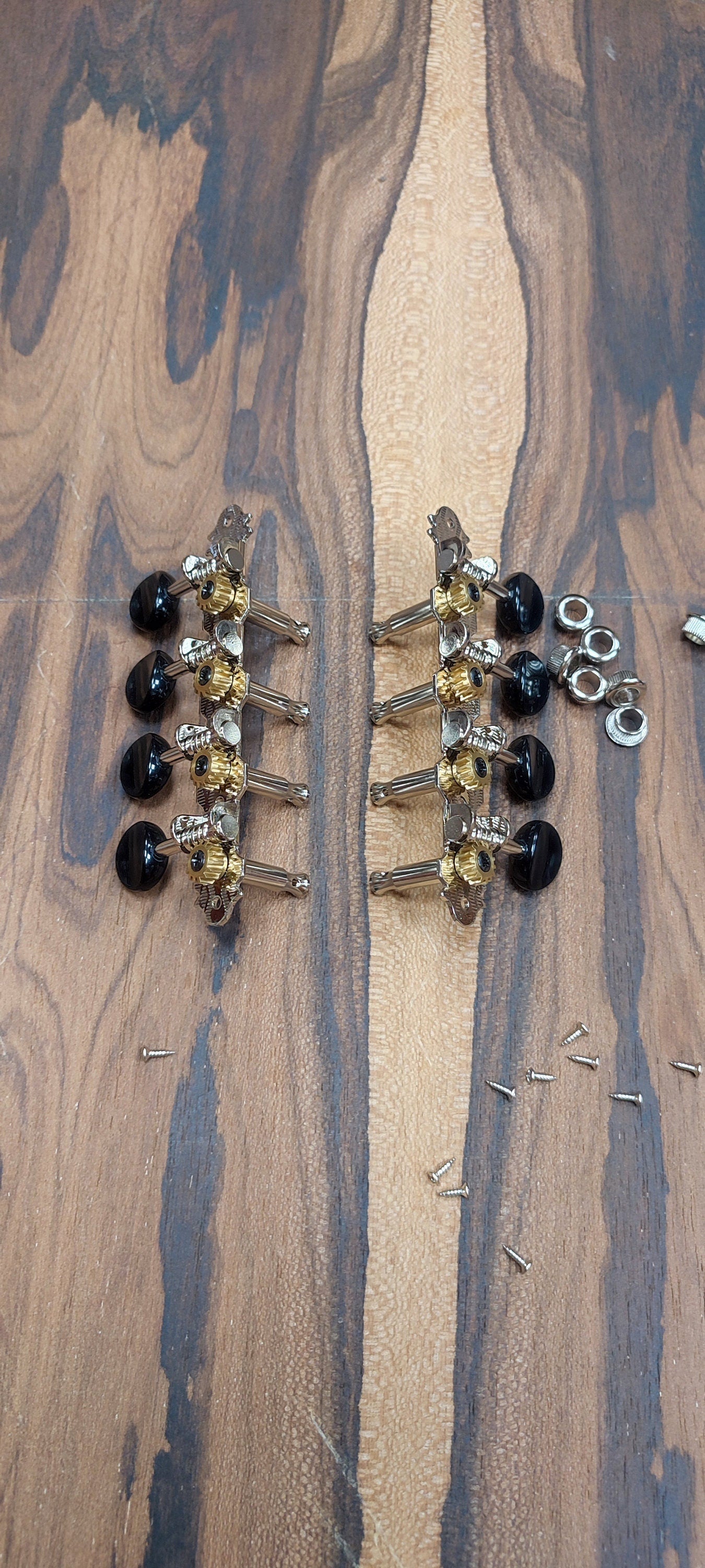 Mandolin machine heads ~ Grover style Premium 8string Mandolin tuners ~ Nickel Colour & Black Button